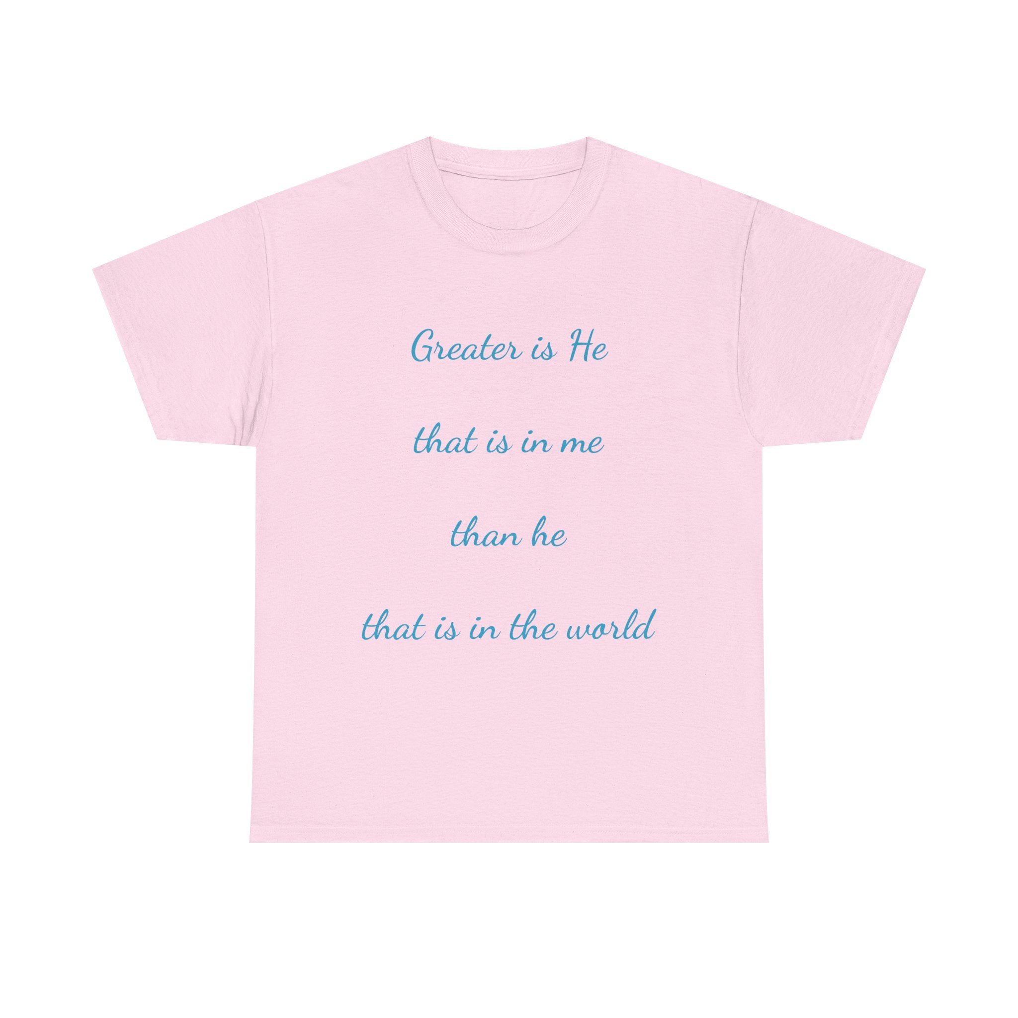 Inspirational Unisex Heavy Cotton Tee - Greater is He, Faith Apparel, Religious Gift, Christian Top, Everyday Comfort Shirt