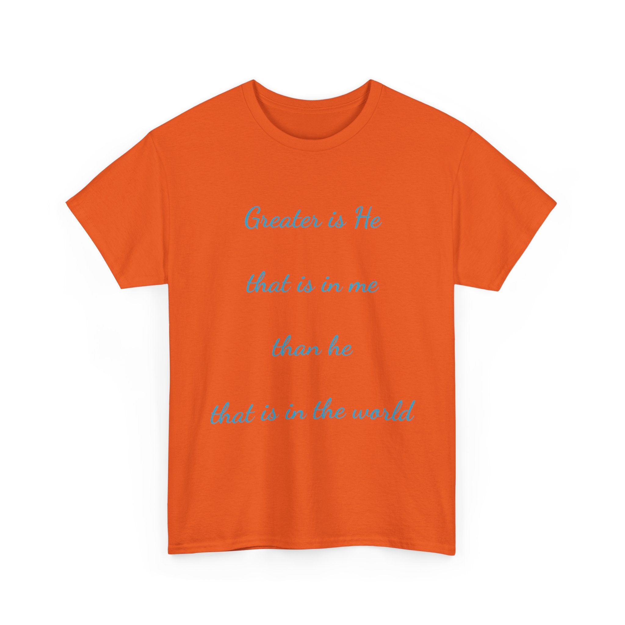 Inspirational Unisex Heavy Cotton Tee - Greater is He, Faith Apparel, Religious Gift, Christian Top, Everyday Comfort Shirt