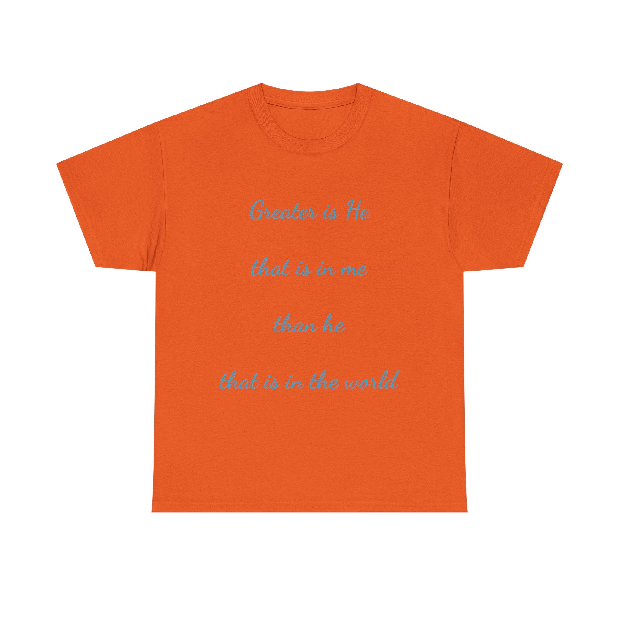 Inspirational Unisex Heavy Cotton Tee - Greater is He, Faith Apparel, Religious Gift, Christian Top, Everyday Comfort Shirt