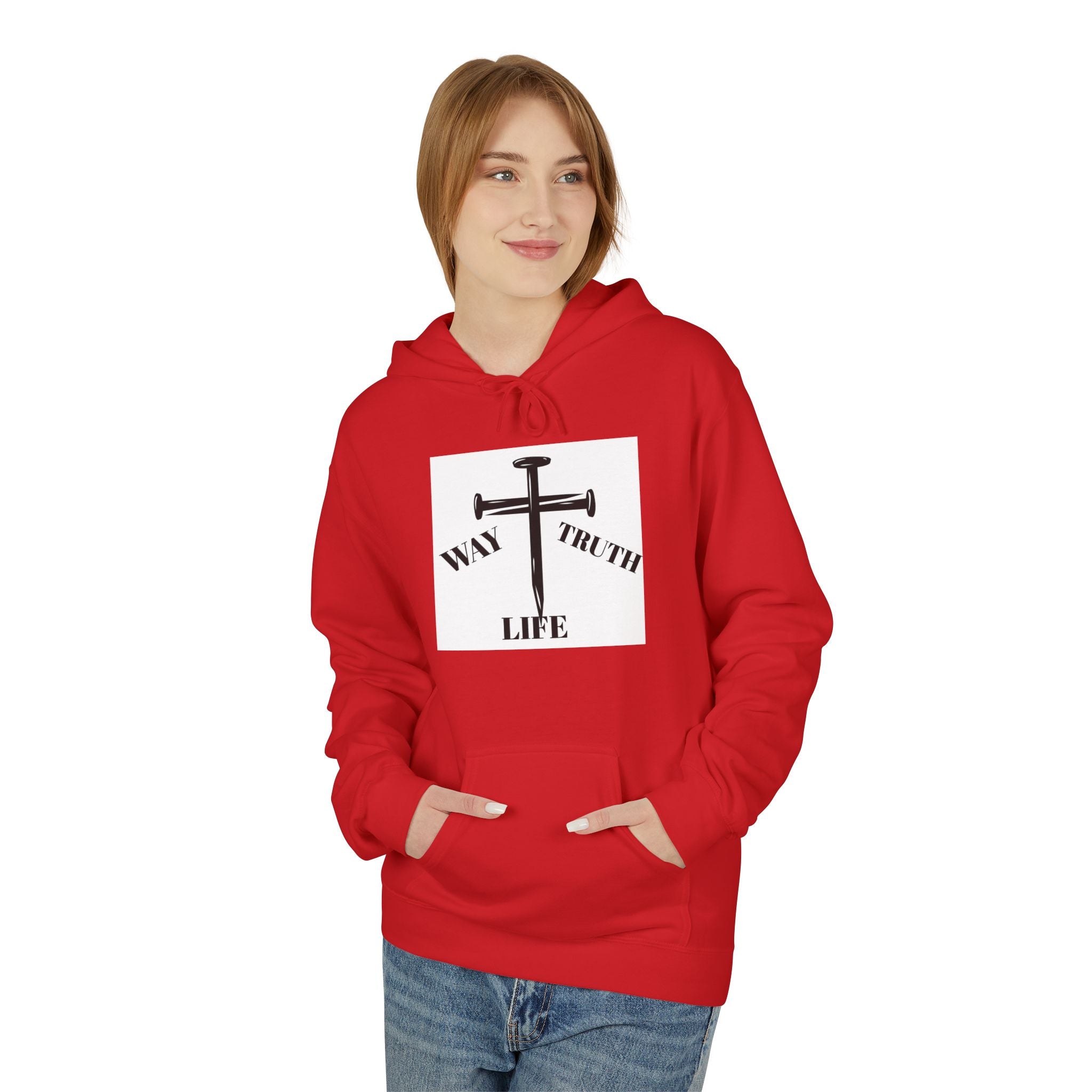 Way Truth Life Inspirational Fleece Hoodie, Motivational Sweatshirt, Unisex Hoodie for Everyday Wear, Faith-Based Gift, Casual Comfort