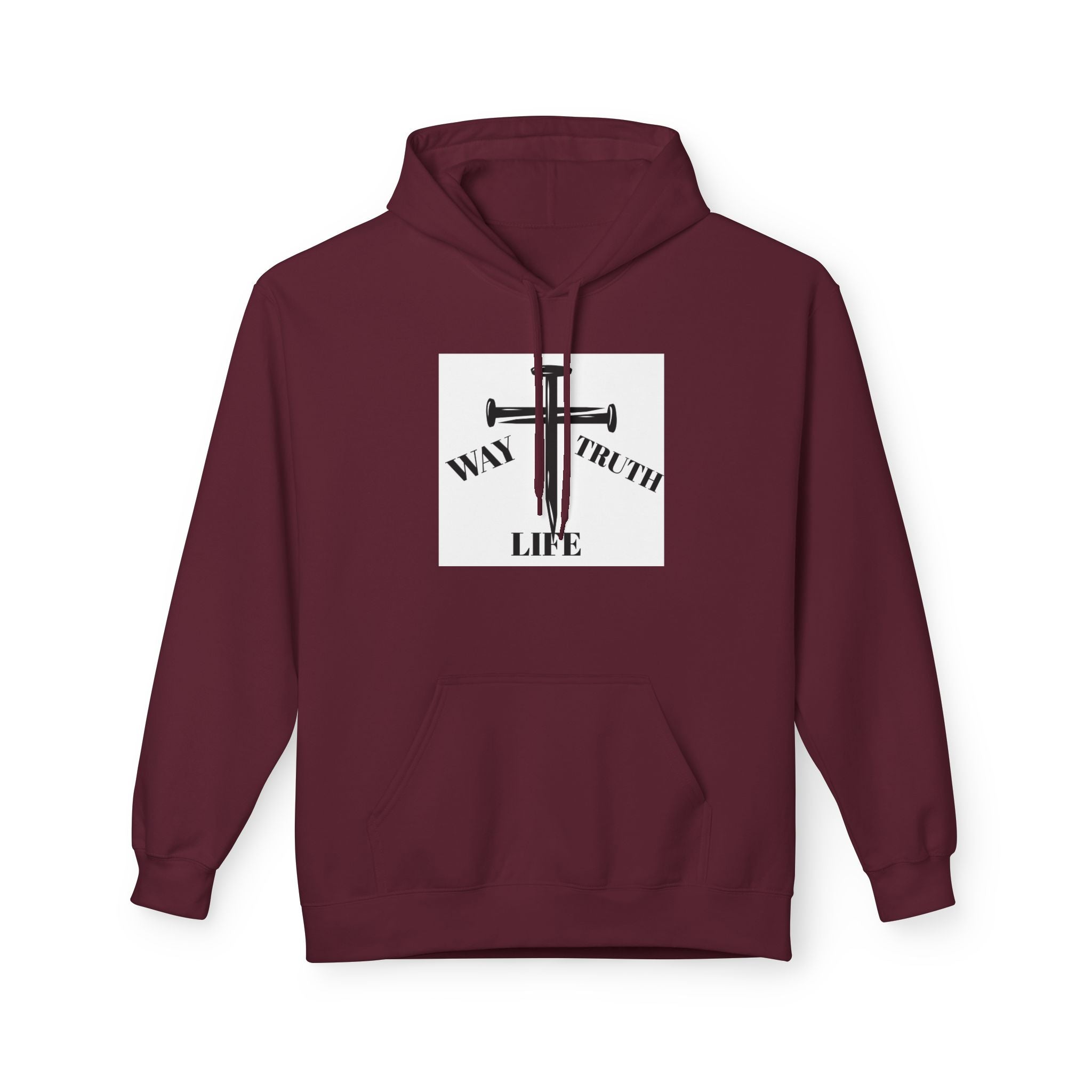 Way Truth Life Inspirational Fleece Hoodie, Motivational Sweatshirt, Unisex Hoodie for Everyday Wear, Faith-Based Gift, Casual Comfort