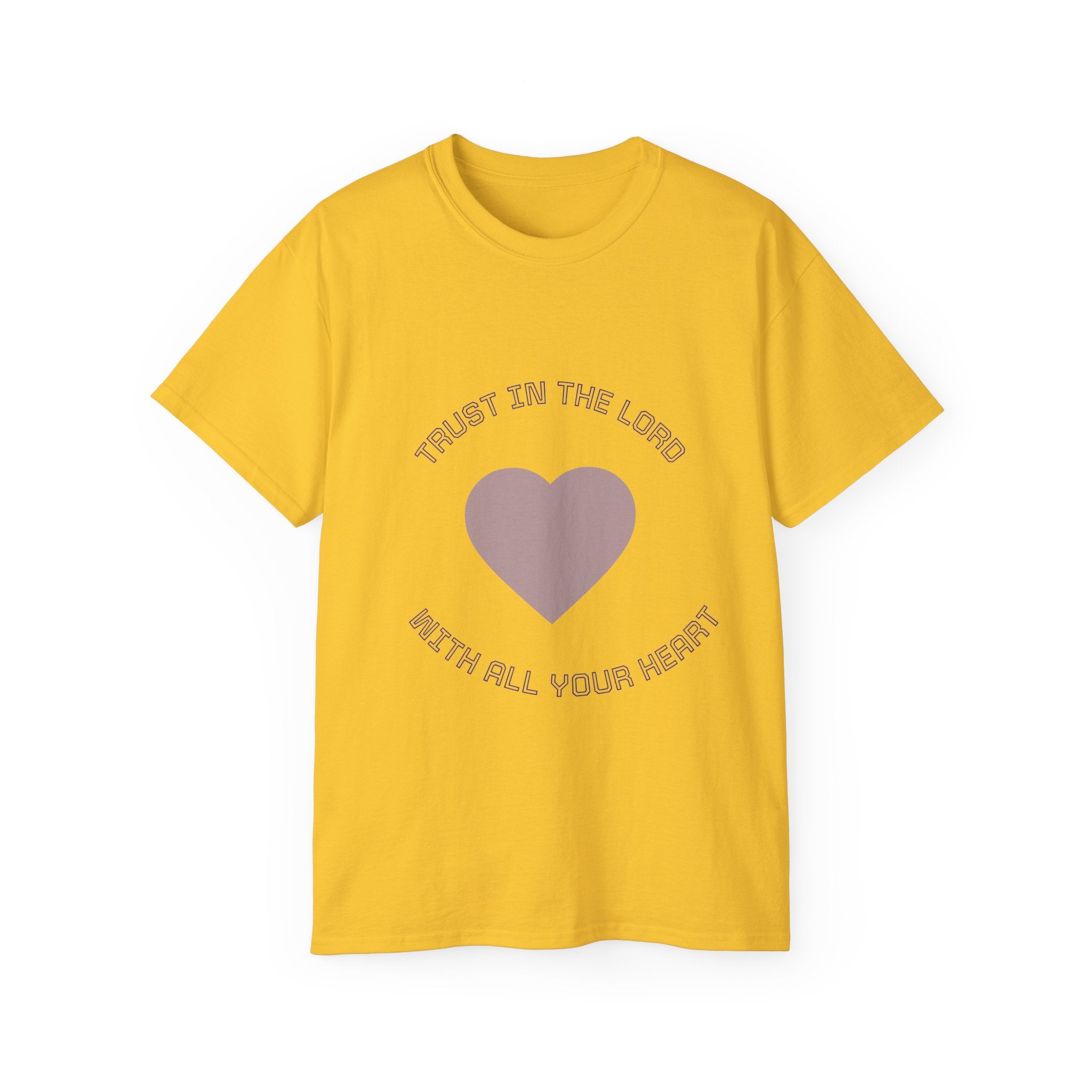 Faith-Inspired Unisex Tee, Inspirational Shirt, Religious Gift, Trust in the Lord T-Shirt, Heart Design, Christian Apparel
