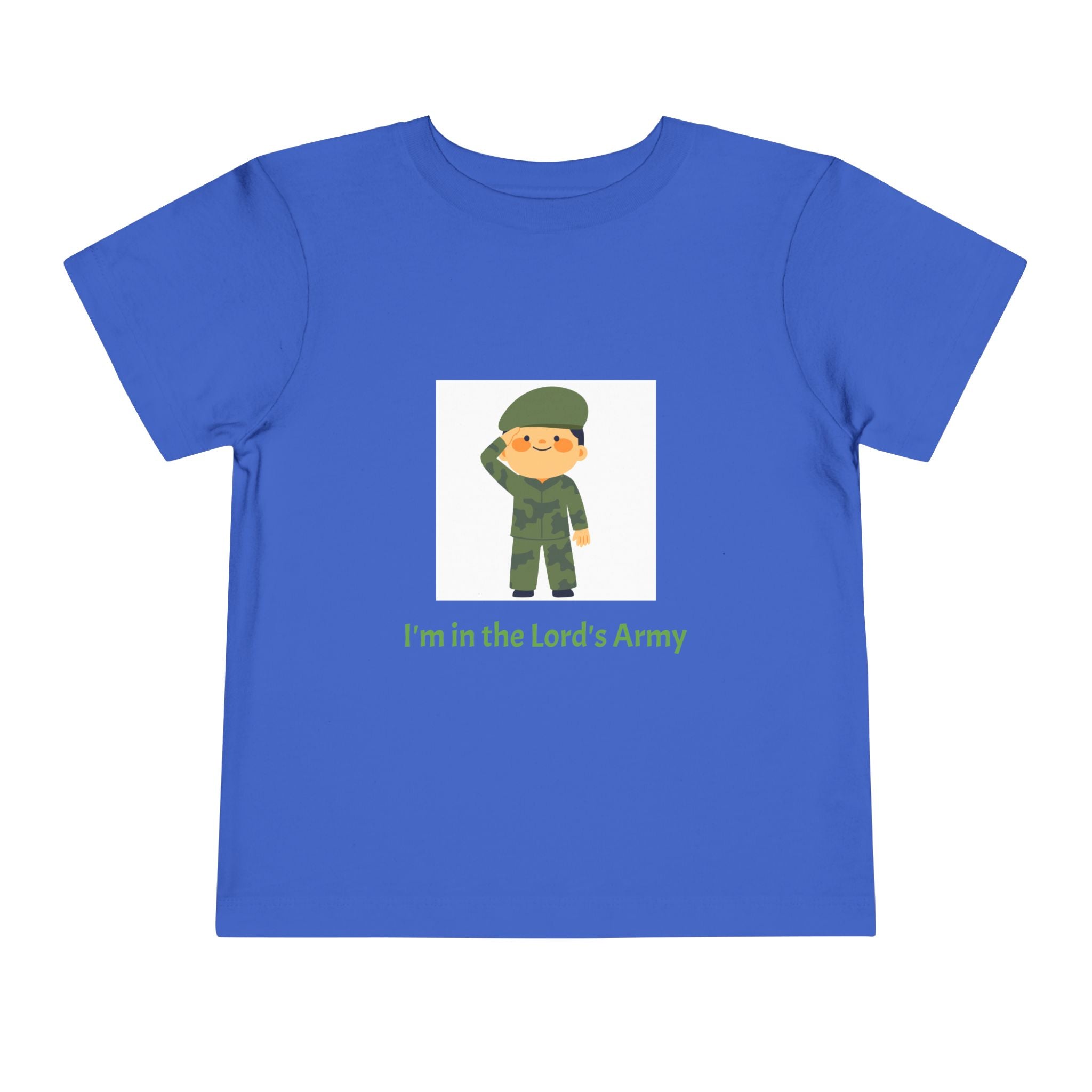 Cute Toddler Army Tee, Kids Faith Shirt, Church Outfit, Military Print, Gift for Boys, Religious Apparel