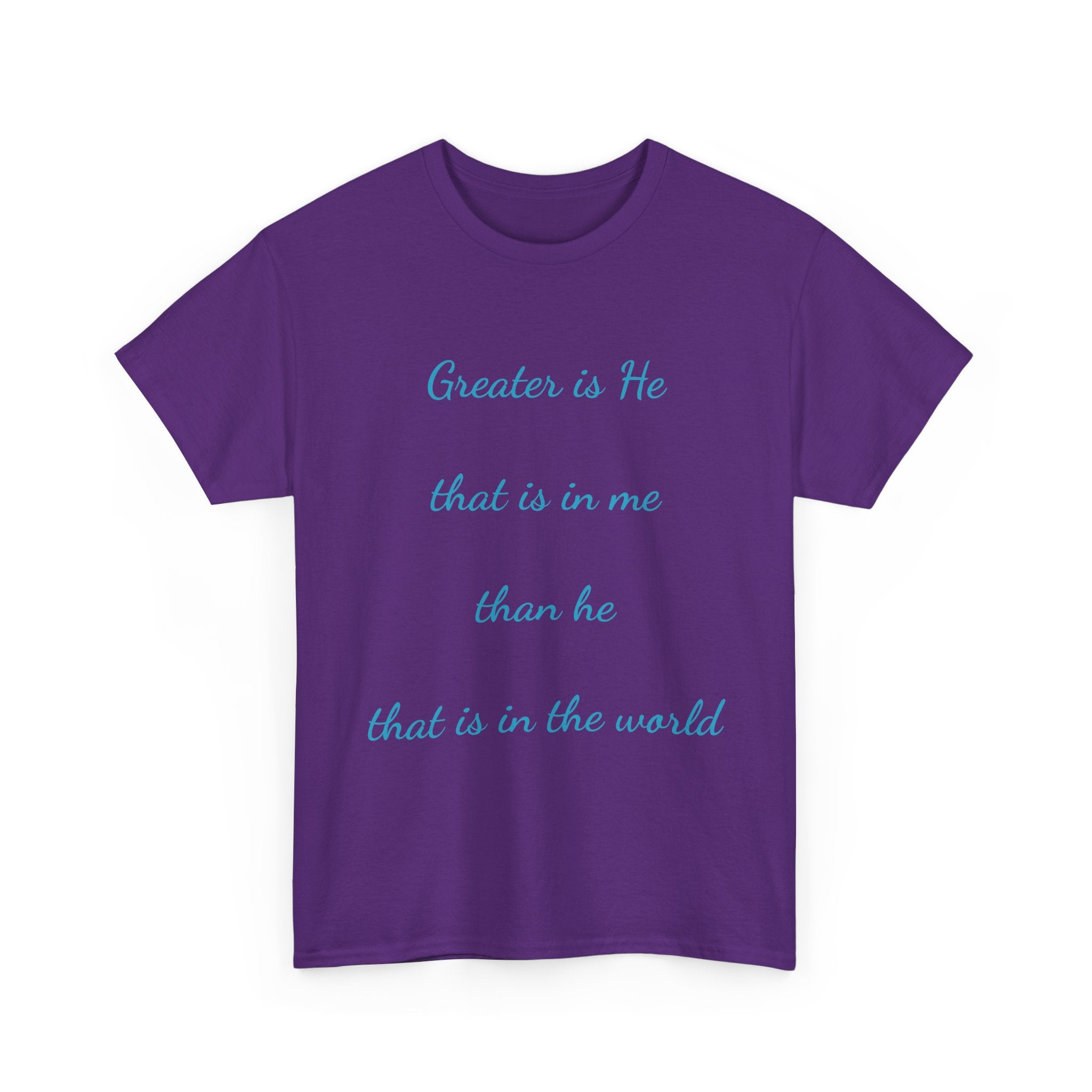 Inspirational Unisex Heavy Cotton Tee - Greater is He, Faith Apparel, Religious Gift, Christian Top, Everyday Comfort Shirt