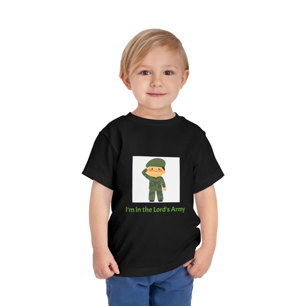 Cute Toddler Army Tee, Kids Faith Shirt, Church Outfit, Military Print, Gift for Boys, Religious Apparel