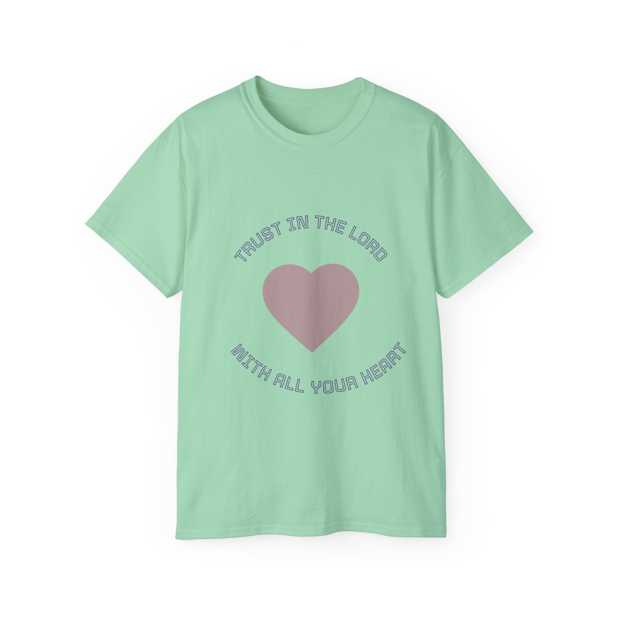 Faith-Inspired Unisex Tee, Inspirational Shirt, Religious Gift, Trust in the Lord T-Shirt, Heart Design, Christian Apparel