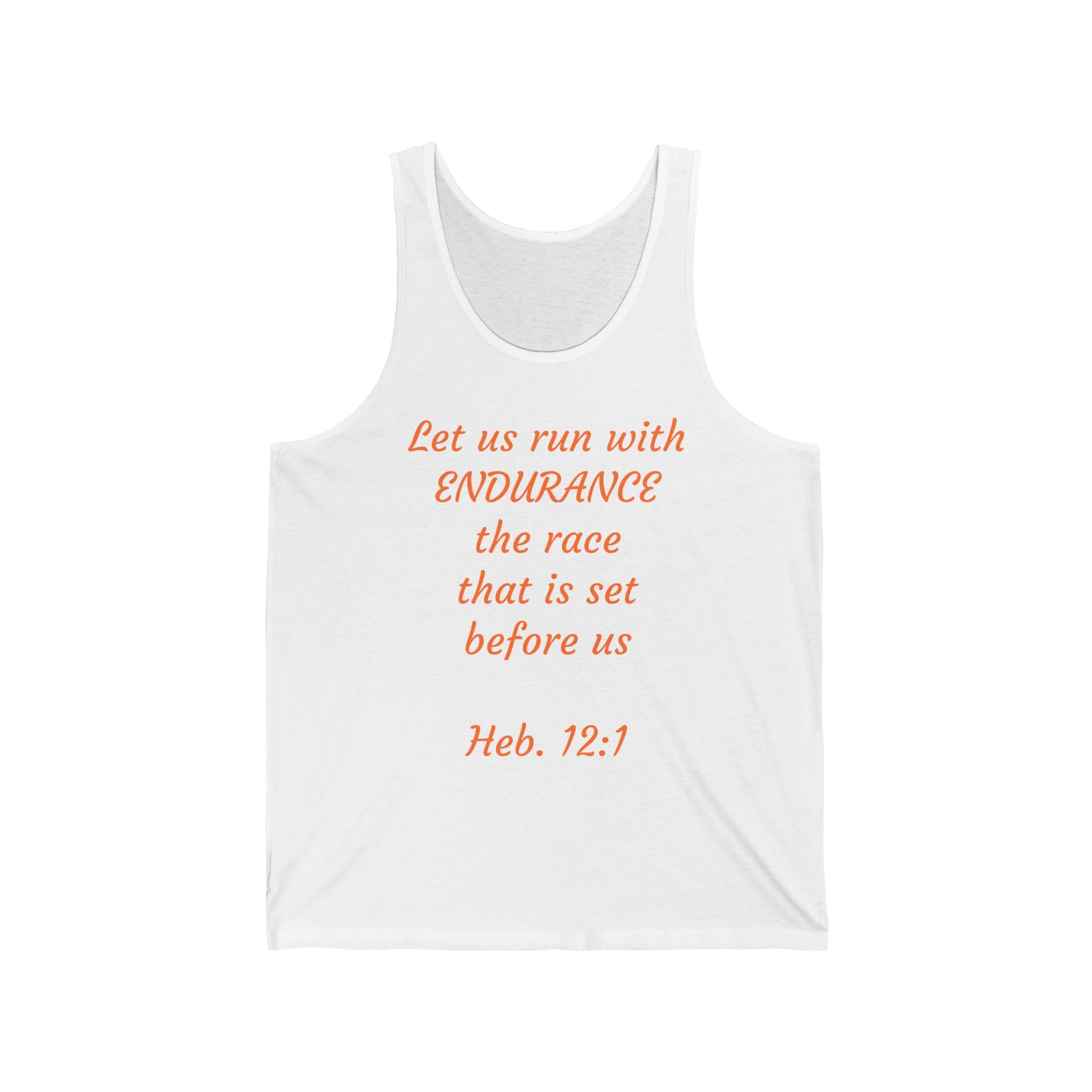 Inspirational Tank Top - Let Us Run with Endurance, Workout Gear, Fitness Apparel, Running Shirt, Bible Verse Clothing