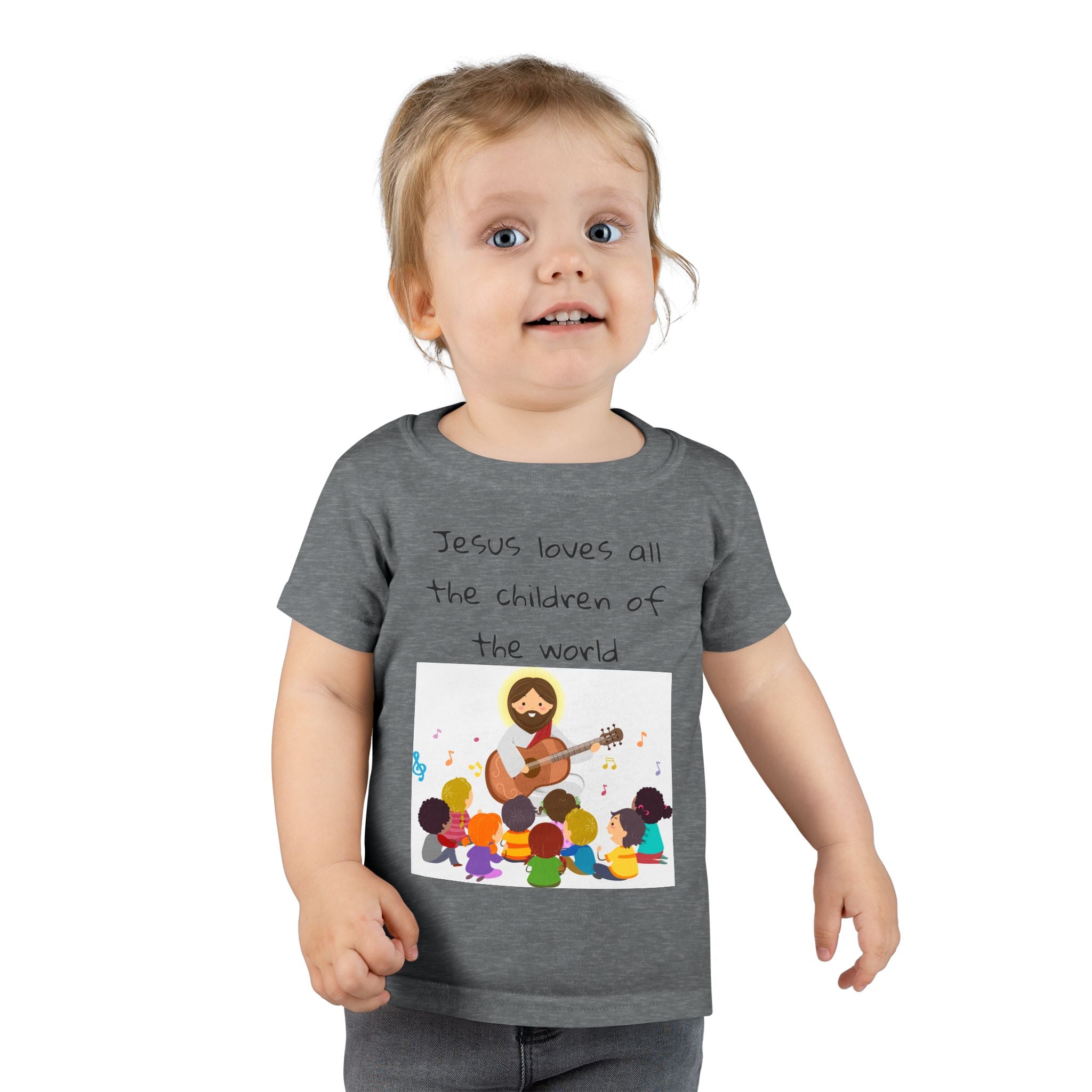 Jesus Loves All Children Toddler T-Shirt, Cute Kids Tee, Religious Gift, Christian Apparel, Baby Shower Gift, Faith-Based Toddler Top