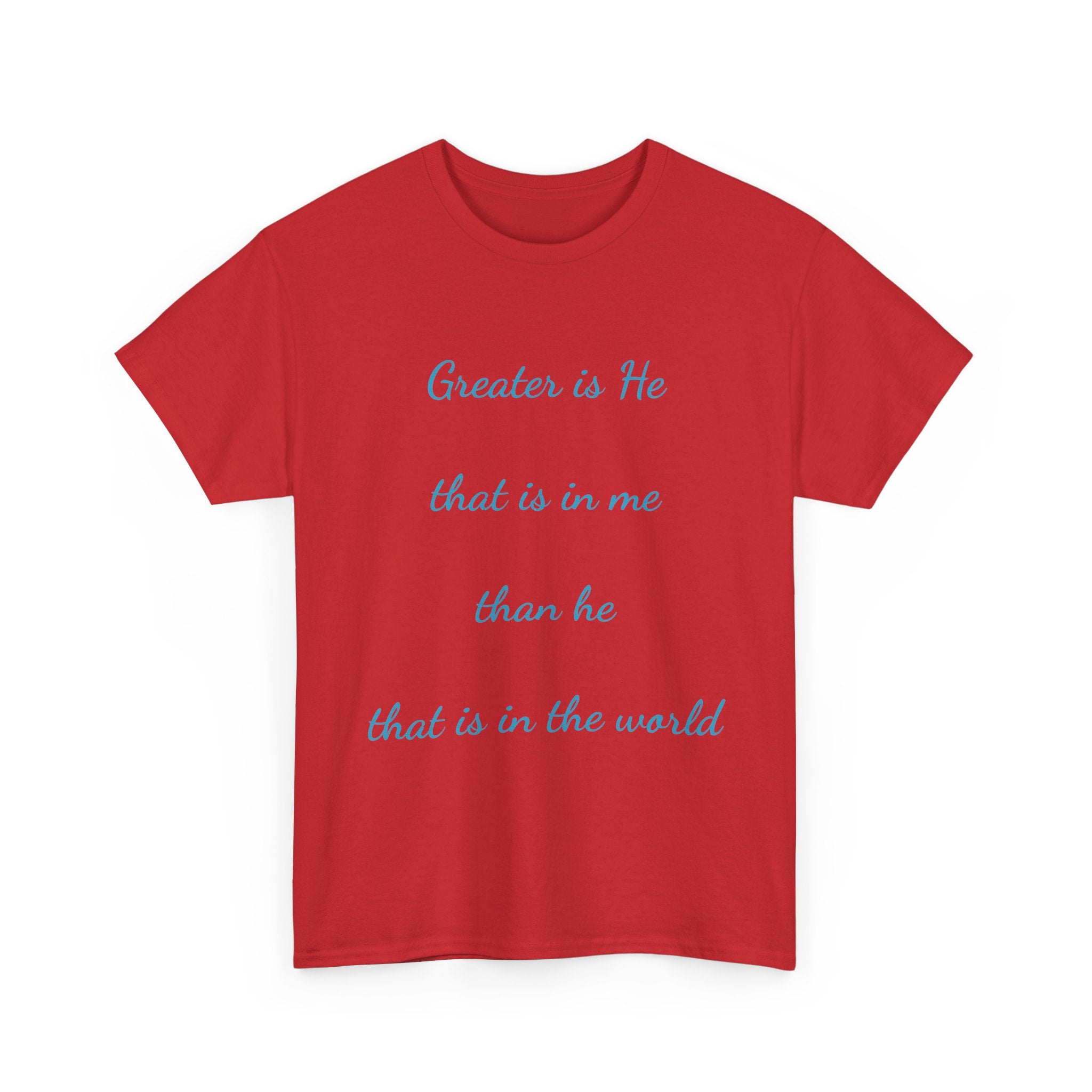 Inspirational Unisex Heavy Cotton Tee - Greater is He, Faith Apparel, Religious Gift, Christian Top, Everyday Comfort Shirt