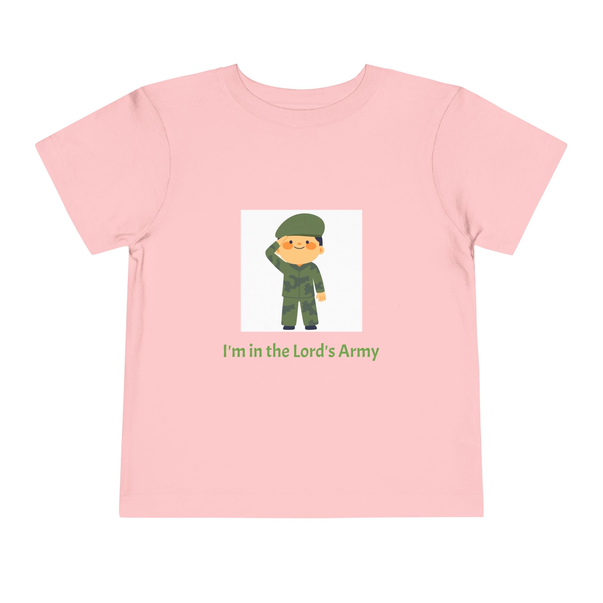 Cute Toddler Army Tee, Kids Faith Shirt, Church Outfit, Military Print, Gift for Boys, Religious Apparel