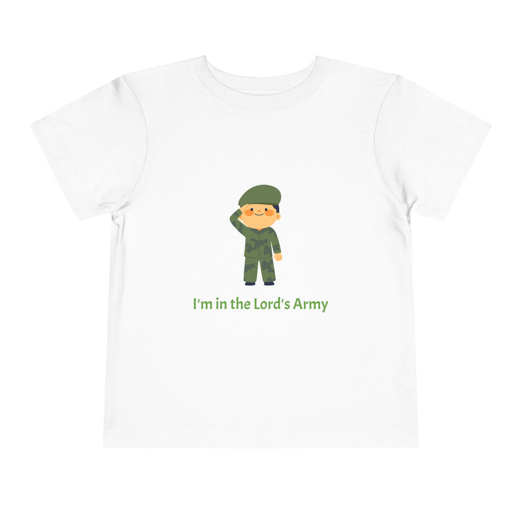 Cute Toddler Army Tee, Kids Faith Shirt, Church Outfit, Military Print, Gift for Boys, Religious Apparel