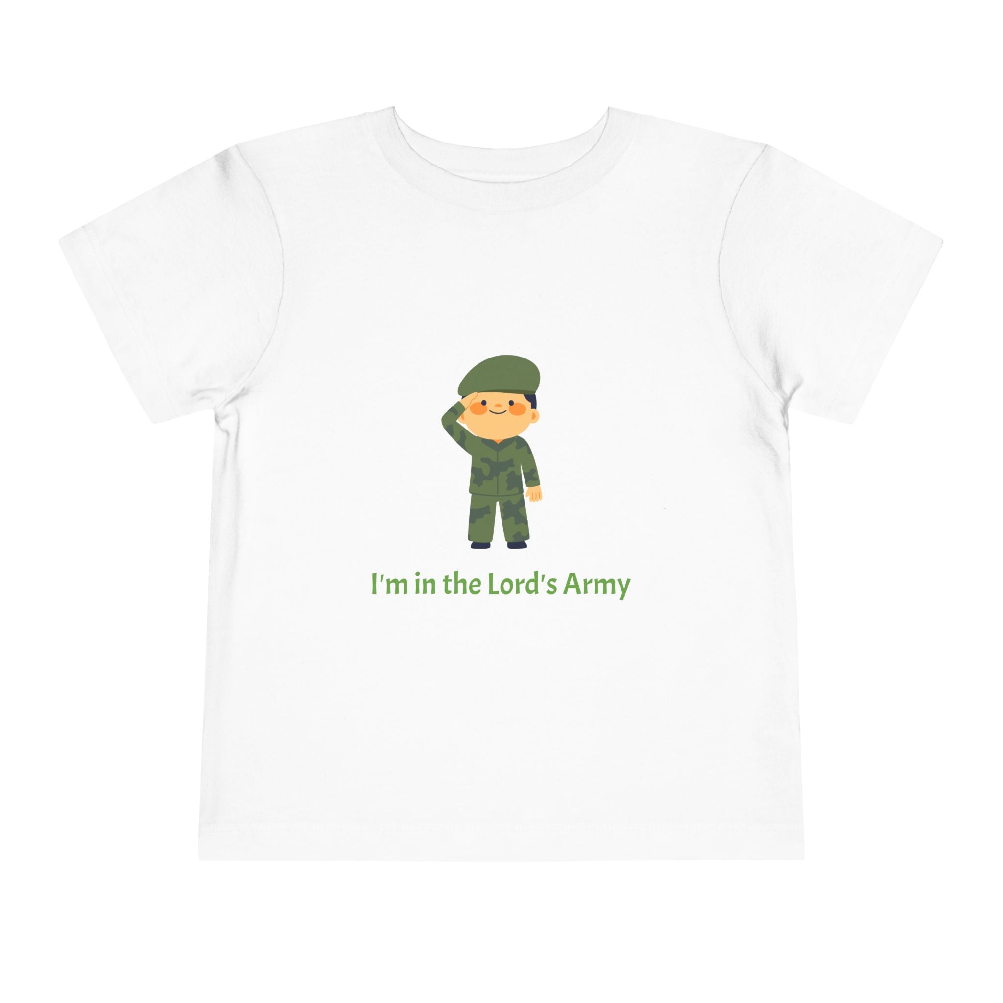 Cute Toddler Army Tee, Kids Faith Shirt, Church Outfit, Military Print, Gift for Boys, Religious Apparel