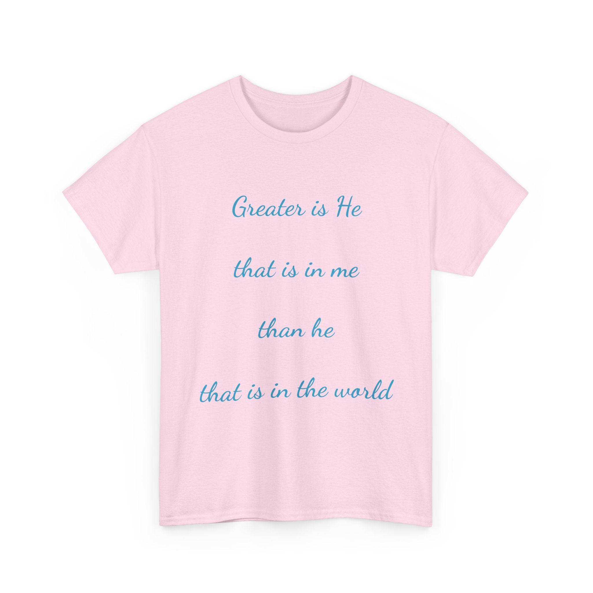 Inspirational Unisex Heavy Cotton Tee - Greater is He, Faith Apparel, Religious Gift, Christian Top, Everyday Comfort Shirt