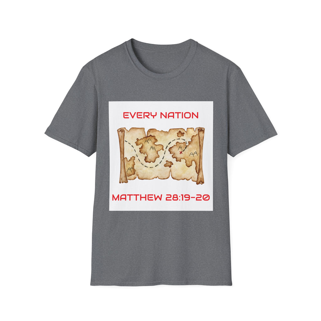 Every Nation Unisex Softstyle T-Shirt, Inspirational Tee, Faith-Based Apparel, Christian Gift, Scripture Shirt