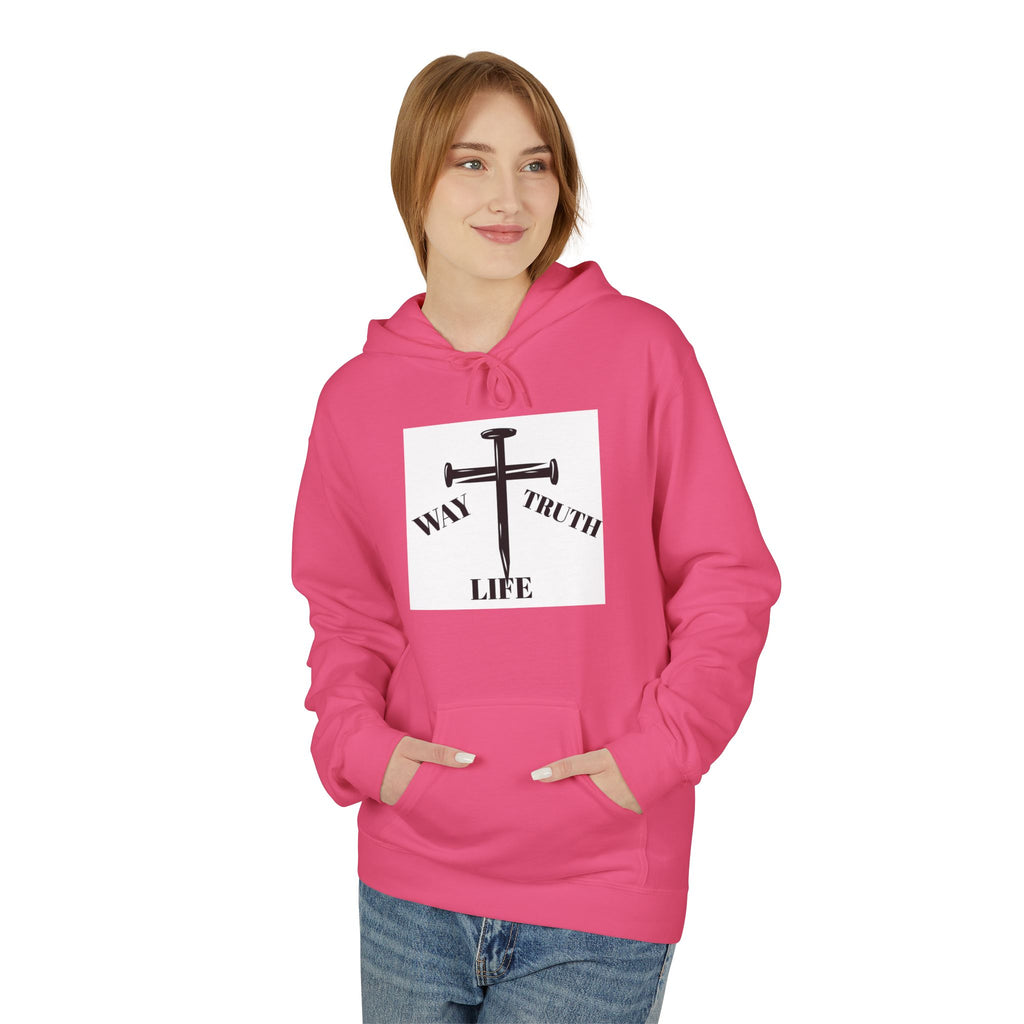 Way Truth Life Inspirational Fleece Hoodie, Motivational Sweatshirt, Unisex Hoodie for Everyday Wear, Faith-Based Gift, Casual Comfort