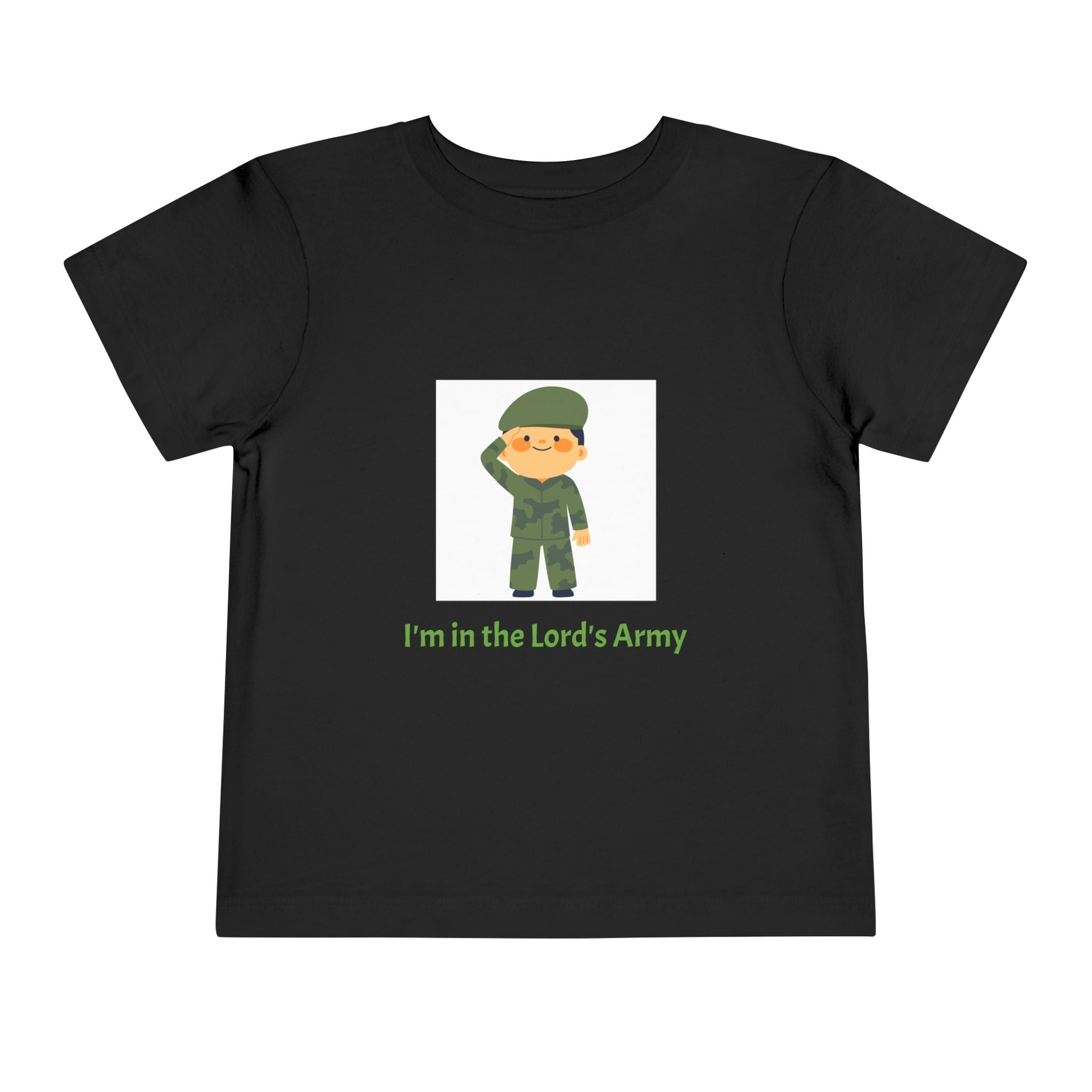 Cute Toddler Army Tee, Kids Faith Shirt, Church Outfit, Military Print, Gift for Boys, Religious Apparel