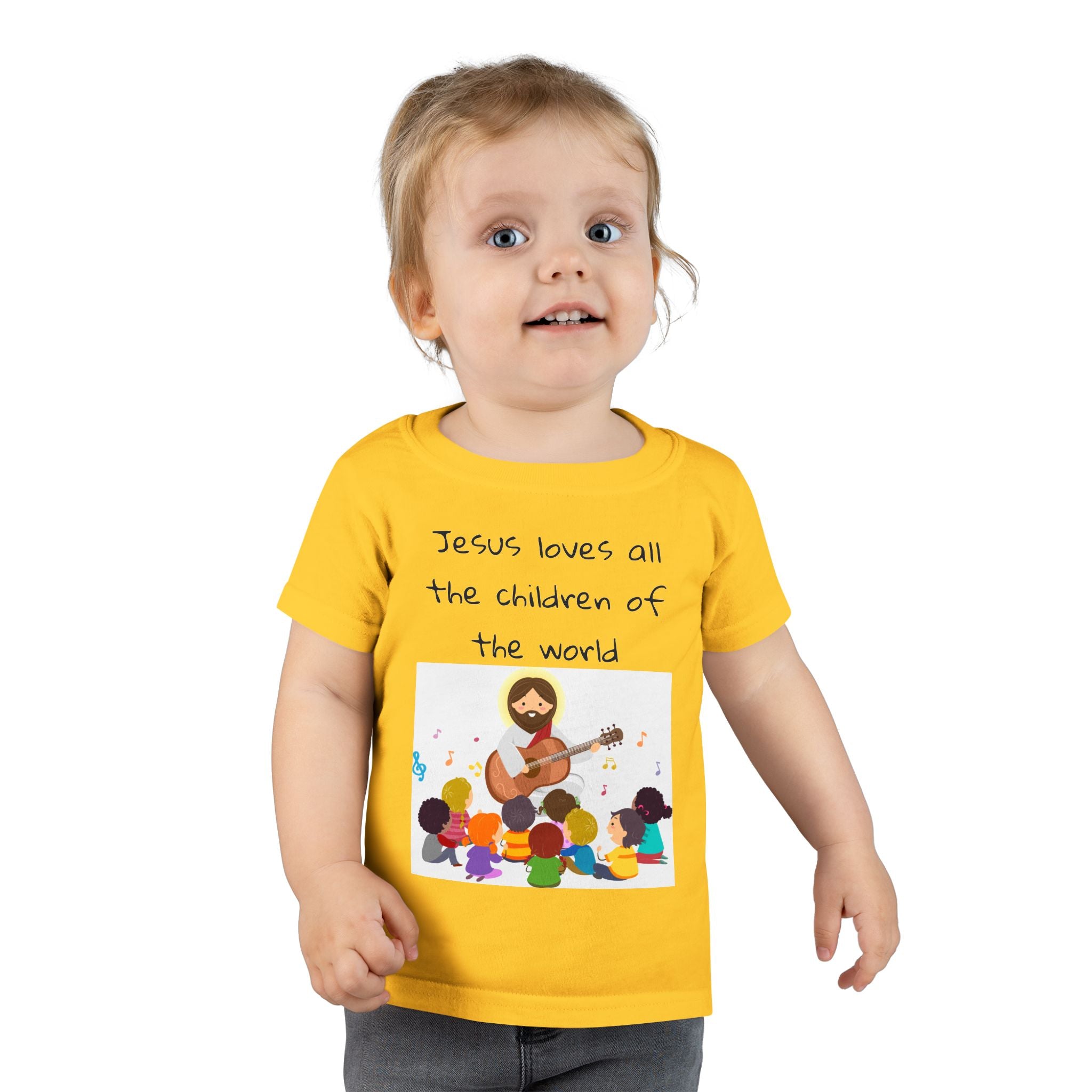 Jesus Loves All Children Toddler T-Shirt, Cute Kids Tee, Religious Gift, Christian Apparel, Baby Shower Gift, Faith-Based Toddler Top