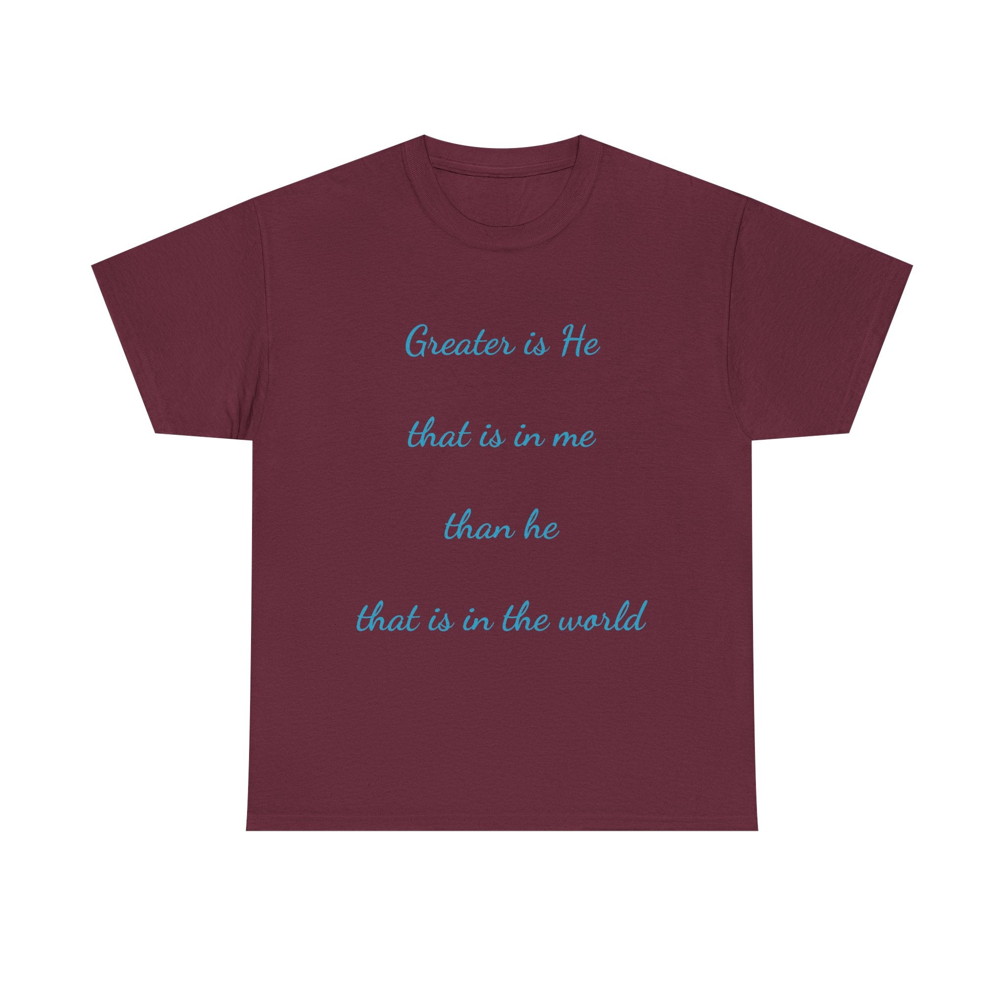 Inspirational Unisex Heavy Cotton Tee - Greater is He, Faith Apparel, Religious Gift, Christian Top, Everyday Comfort Shirt