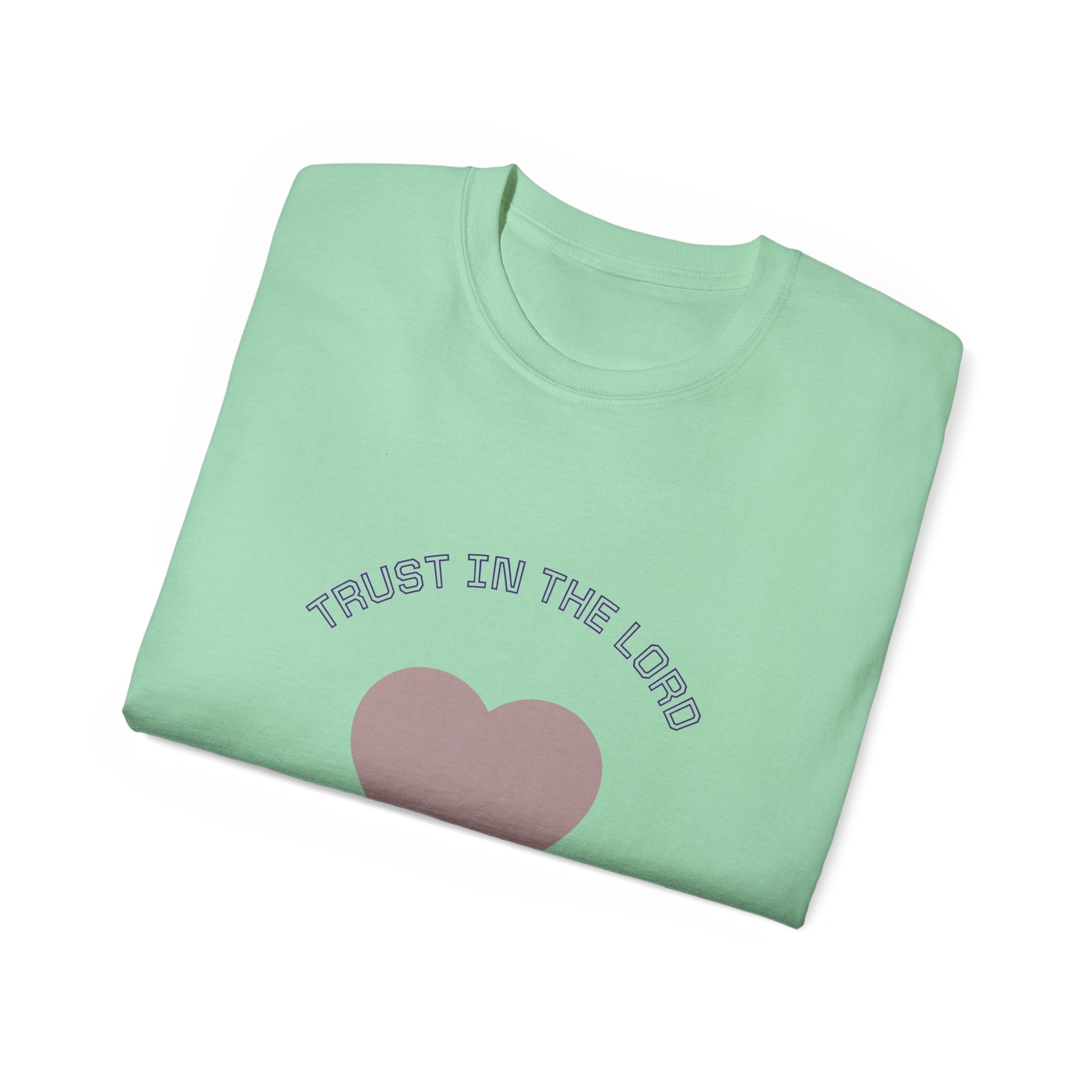 Faith-Inspired Unisex Tee, Inspirational Shirt, Religious Gift, Trust in the Lord T-Shirt, Heart Design, Christian Apparel