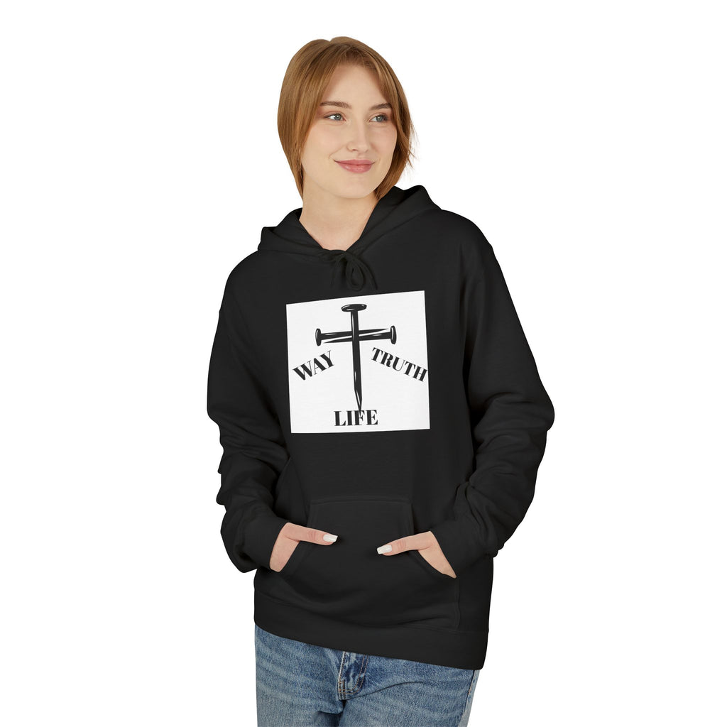 Way Truth Life Inspirational Fleece Hoodie, Motivational Sweatshirt, Unisex Hoodie for Everyday Wear, Faith-Based Gift, Casual Comfort