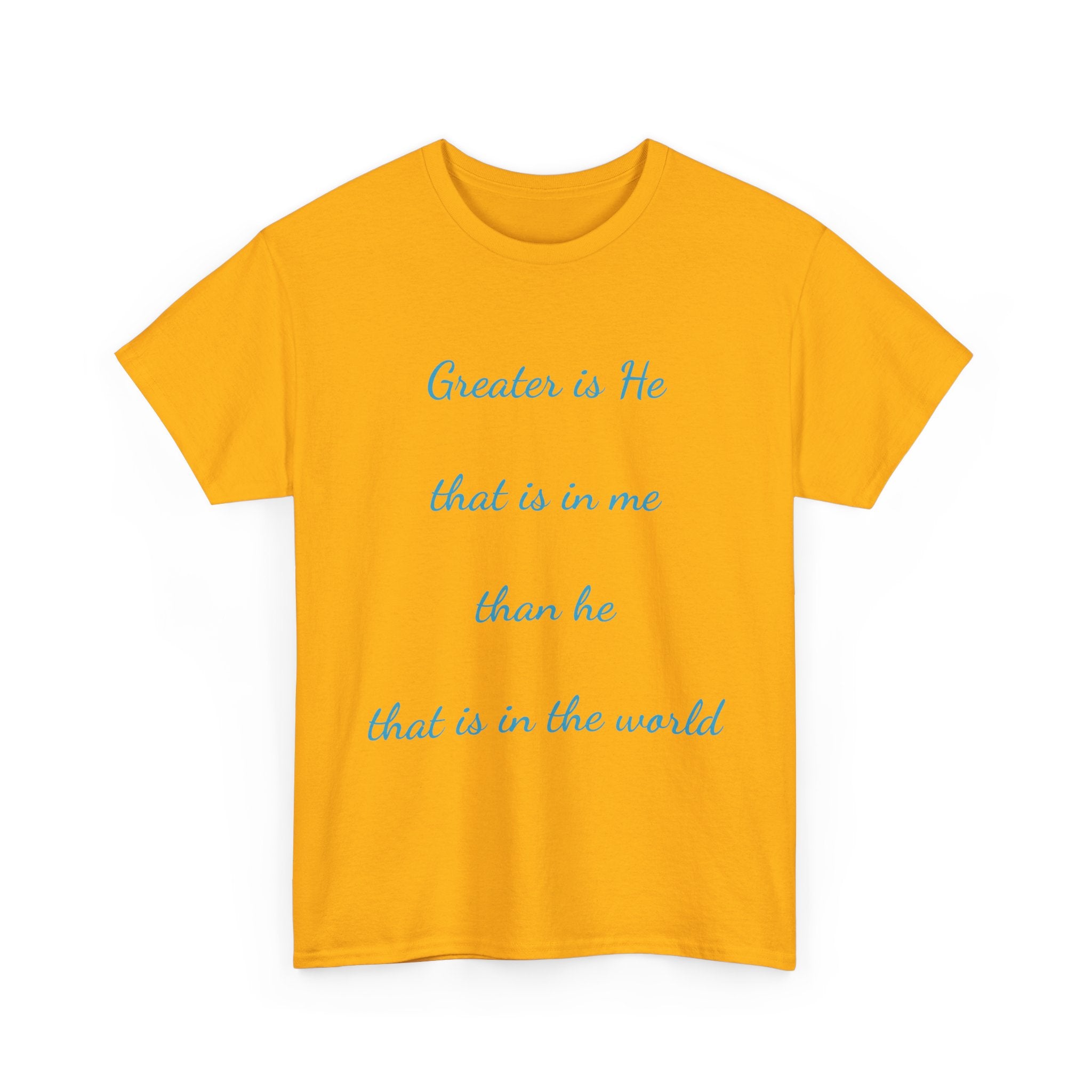 Inspirational Unisex Heavy Cotton Tee - Greater is He, Faith Apparel, Religious Gift, Christian Top, Everyday Comfort Shirt