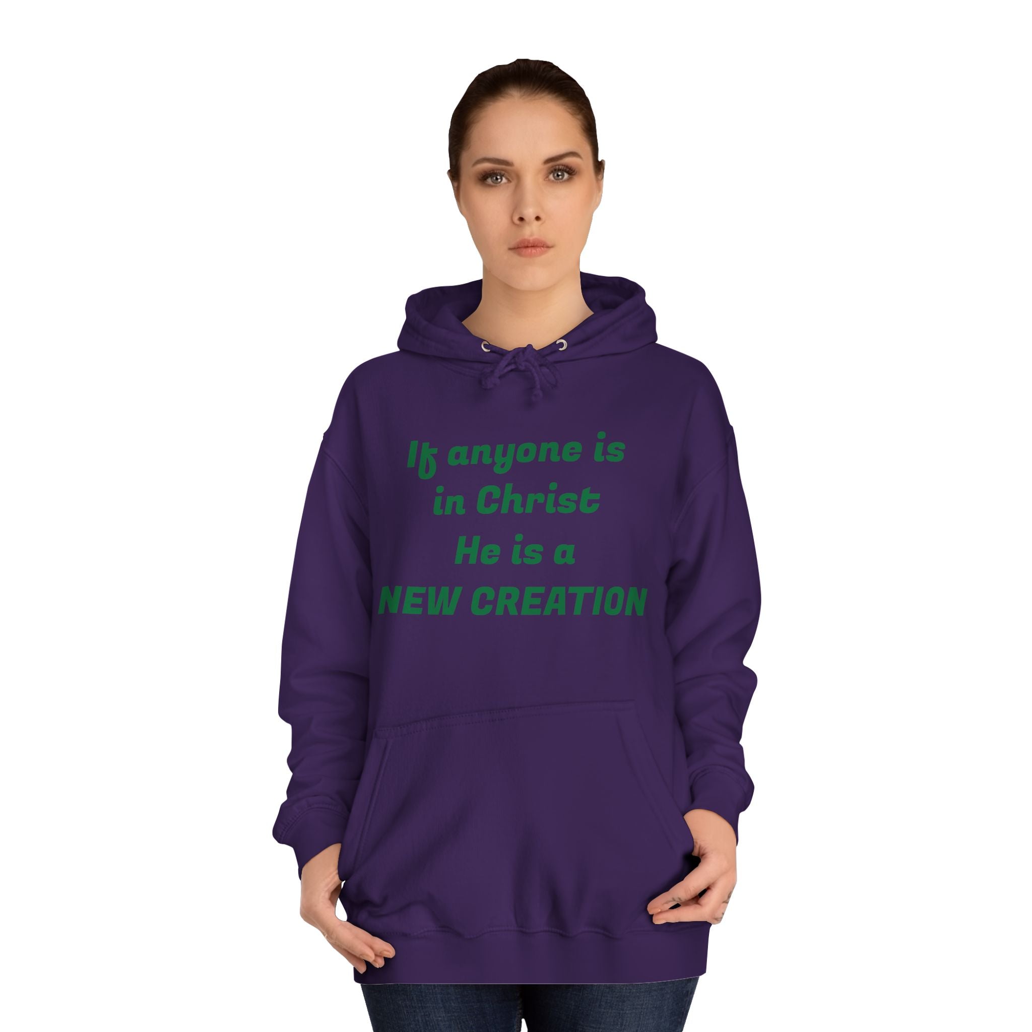 Inspirational Unisex College Hoodie, Faith-Based Apparel, New Creation Design, Motivational Gift, Comfortable Casual Wear, Religious Hoodie