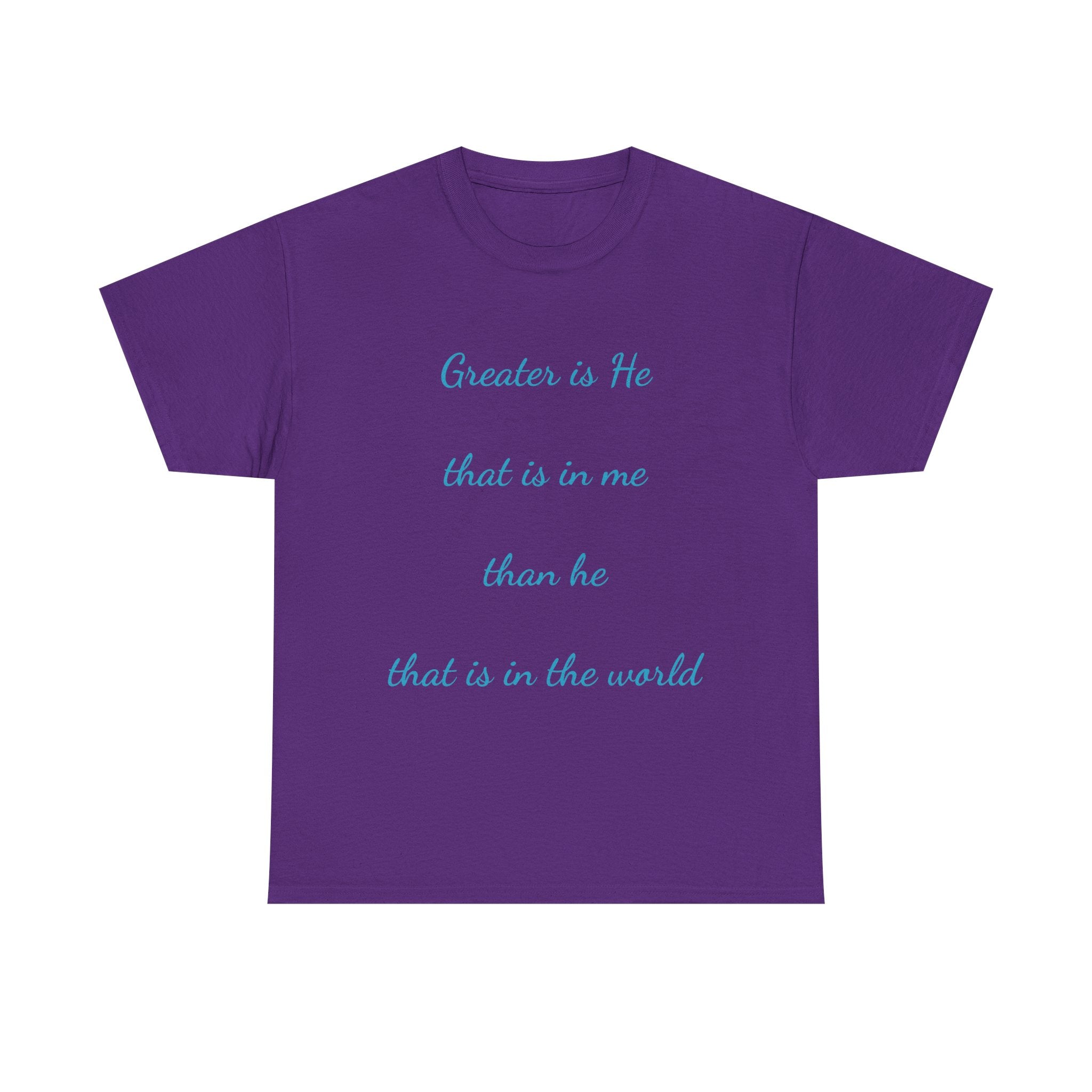 Inspirational Unisex Heavy Cotton Tee - Greater is He, Faith Apparel, Religious Gift, Christian Top, Everyday Comfort Shirt