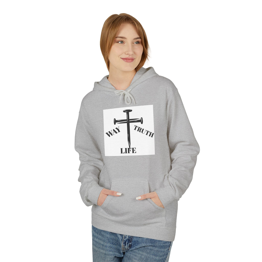 Way Truth Life Inspirational Fleece Hoodie, Motivational Sweatshirt, Unisex Hoodie for Everyday Wear, Faith-Based Gift, Casual Comfort