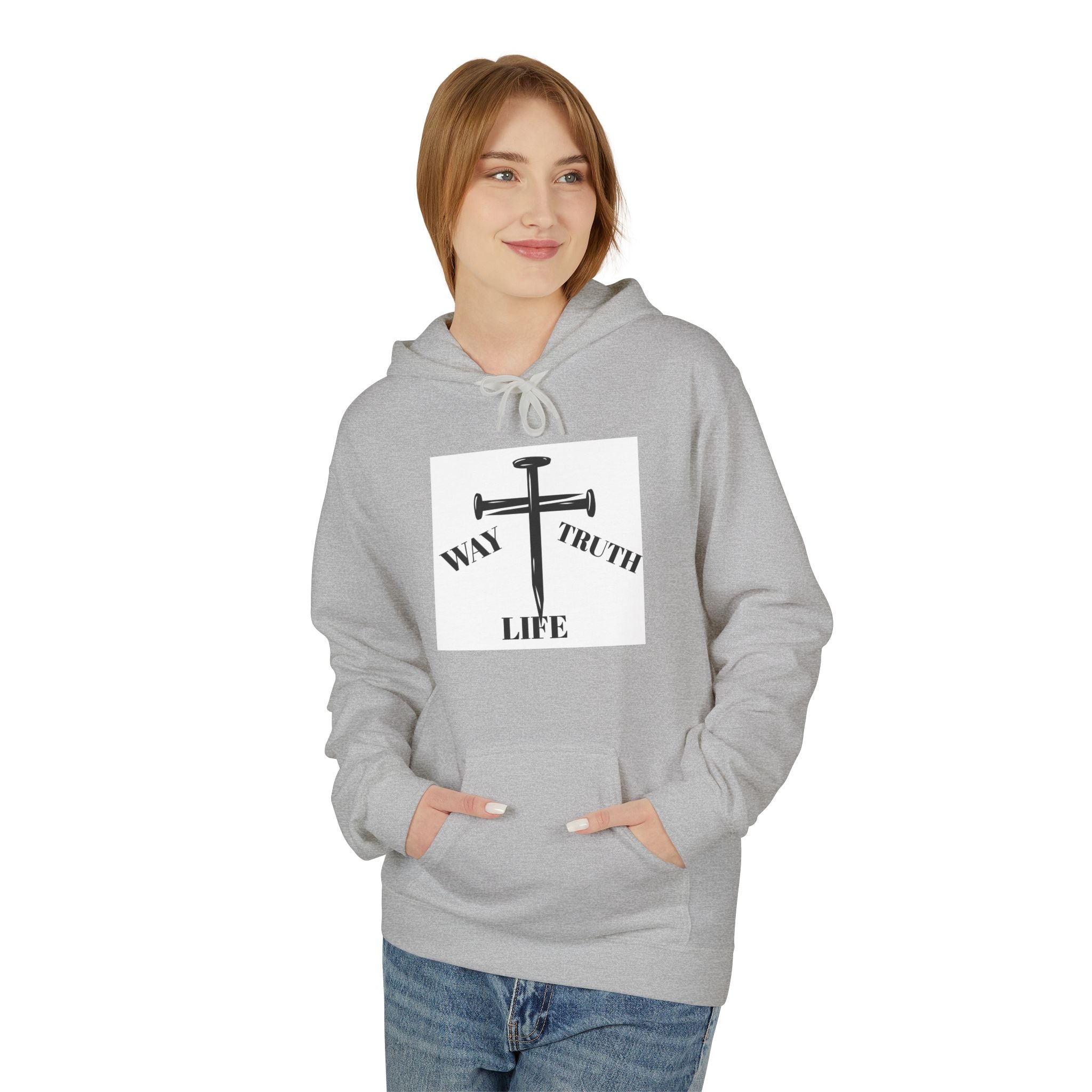 Way Truth Life Inspirational Fleece Hoodie, Motivational Sweatshirt, Unisex Hoodie for Everyday Wear, Faith-Based Gift, Casual Comfort