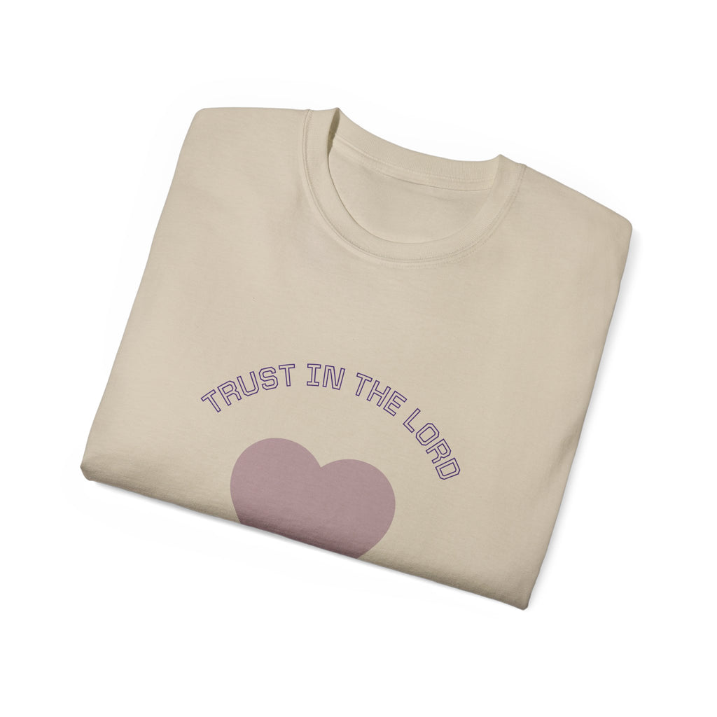 Faith-Inspired Unisex Tee, Inspirational Shirt, Religious Gift, Trust in the Lord T-Shirt, Heart Design, Christian Apparel