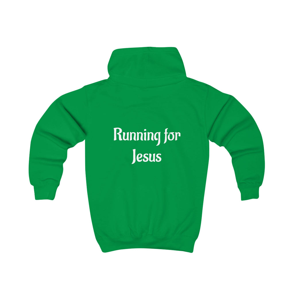 Bright Kids Hoodie with 'Running for Jesus' Print, Perfect for Daily Wear, Church Events, and Family Outings, Ideal Gift for Kids
