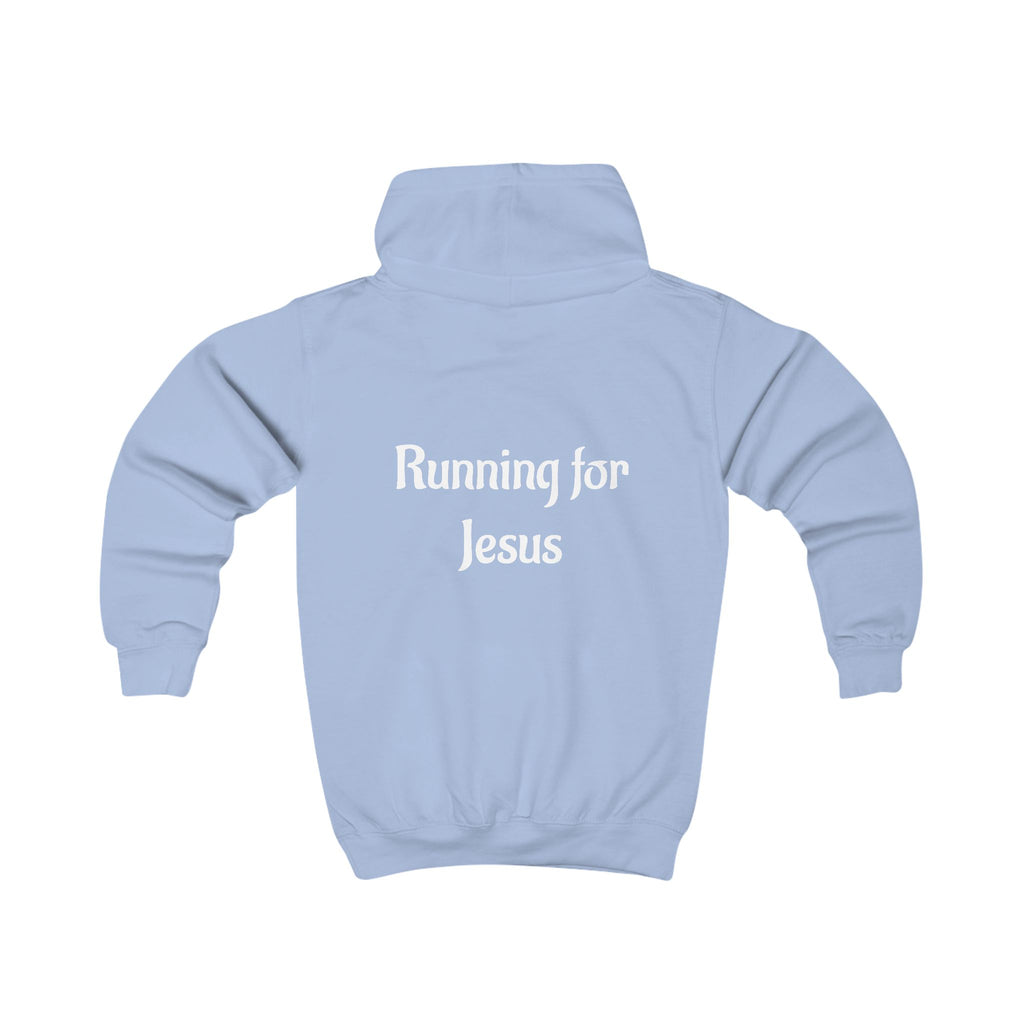 Bright Kids Hoodie with 'Running for Jesus' Print, Perfect for Daily Wear, Church Events, and Family Outings, Ideal Gift for Kids