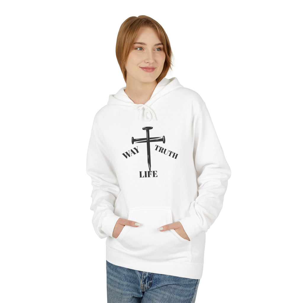 Way Truth Life Inspirational Fleece Hoodie, Motivational Sweatshirt, Unisex Hoodie for Everyday Wear, Faith-Based Gift, Casual Comfort