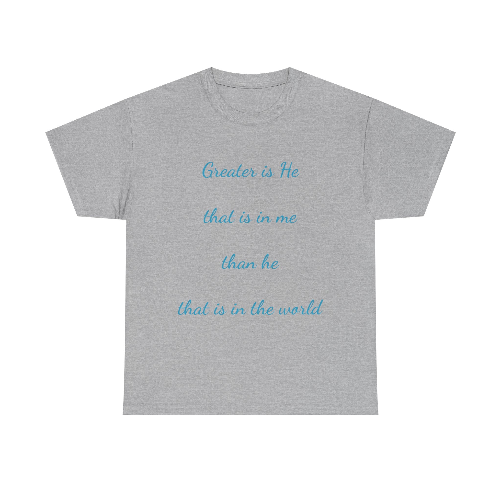 Inspirational Unisex Heavy Cotton Tee - Greater is He, Faith Apparel, Religious Gift, Christian Top, Everyday Comfort Shirt