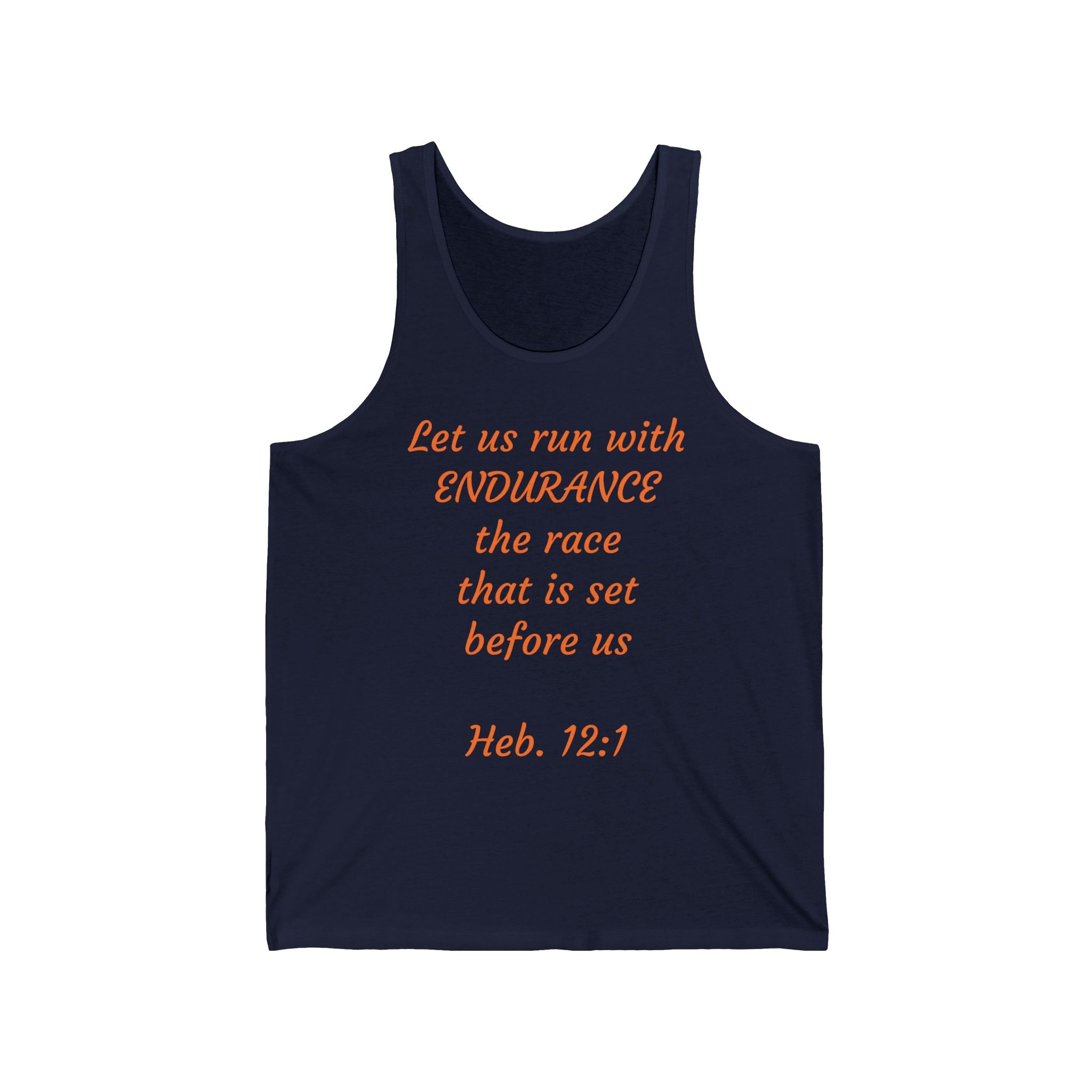 Inspirational Tank Top - Let Us Run with Endurance, Workout Gear, Fitness Apparel, Running Shirt, Bible Verse Clothing
