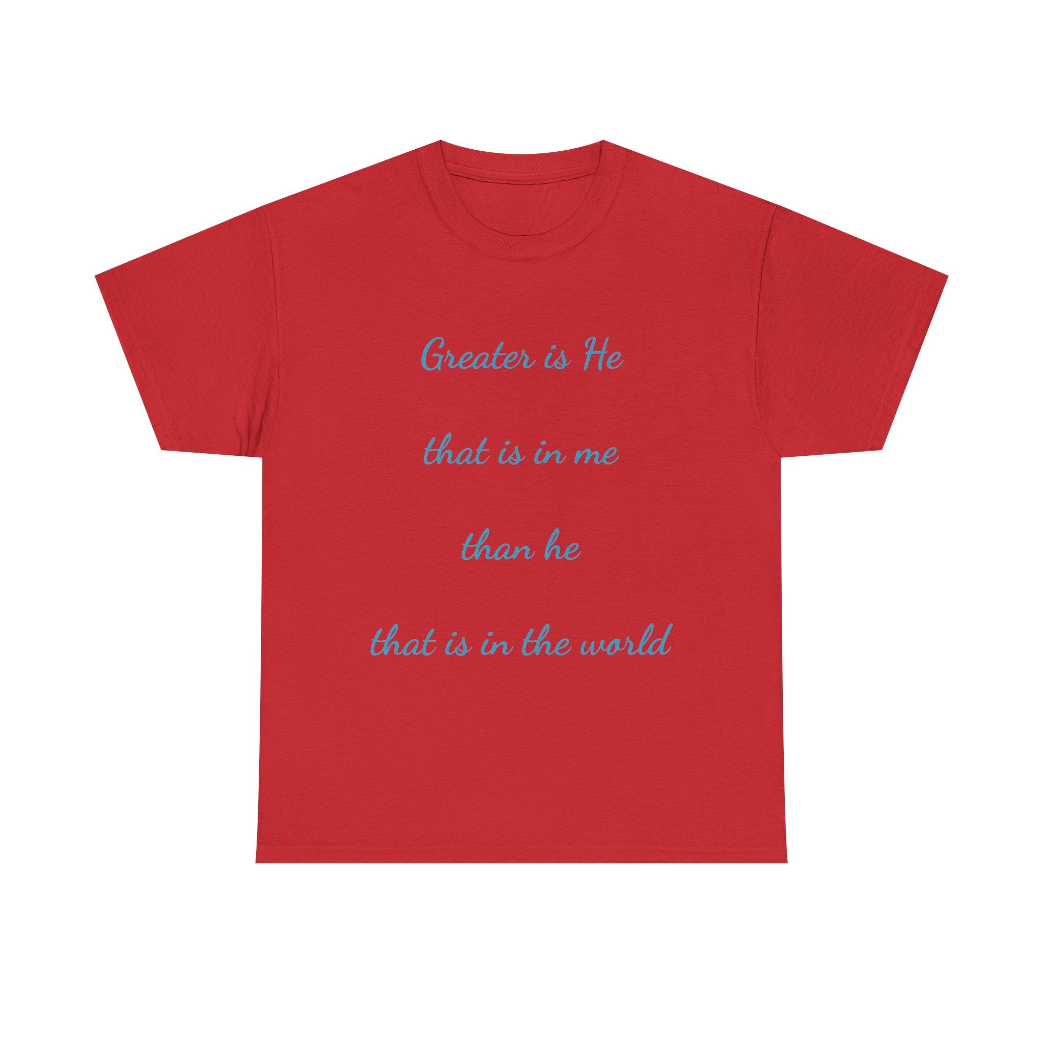 Inspirational Unisex Heavy Cotton Tee - Greater is He, Faith Apparel, Religious Gift, Christian Top, Everyday Comfort Shirt