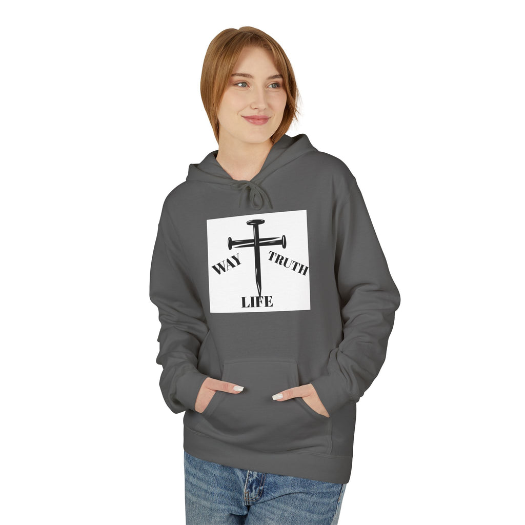 Way Truth Life Inspirational Fleece Hoodie, Motivational Sweatshirt, Unisex Hoodie for Everyday Wear, Faith-Based Gift, Casual Comfort