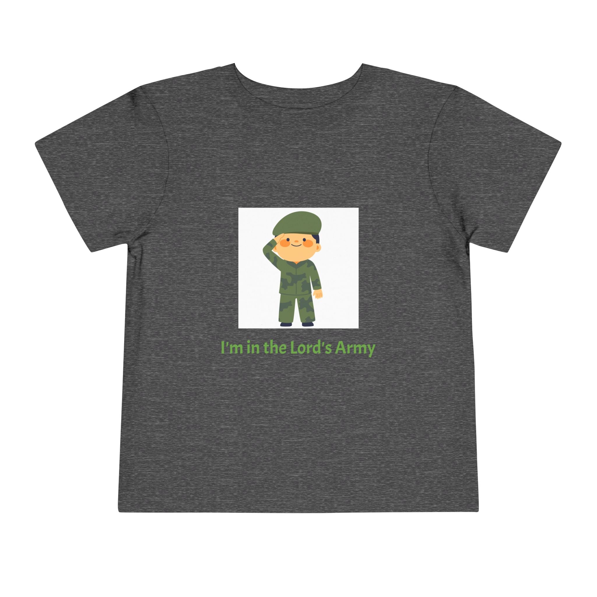 Cute Toddler Army Tee, Kids Faith Shirt, Church Outfit, Military Print, Gift for Boys, Religious Apparel