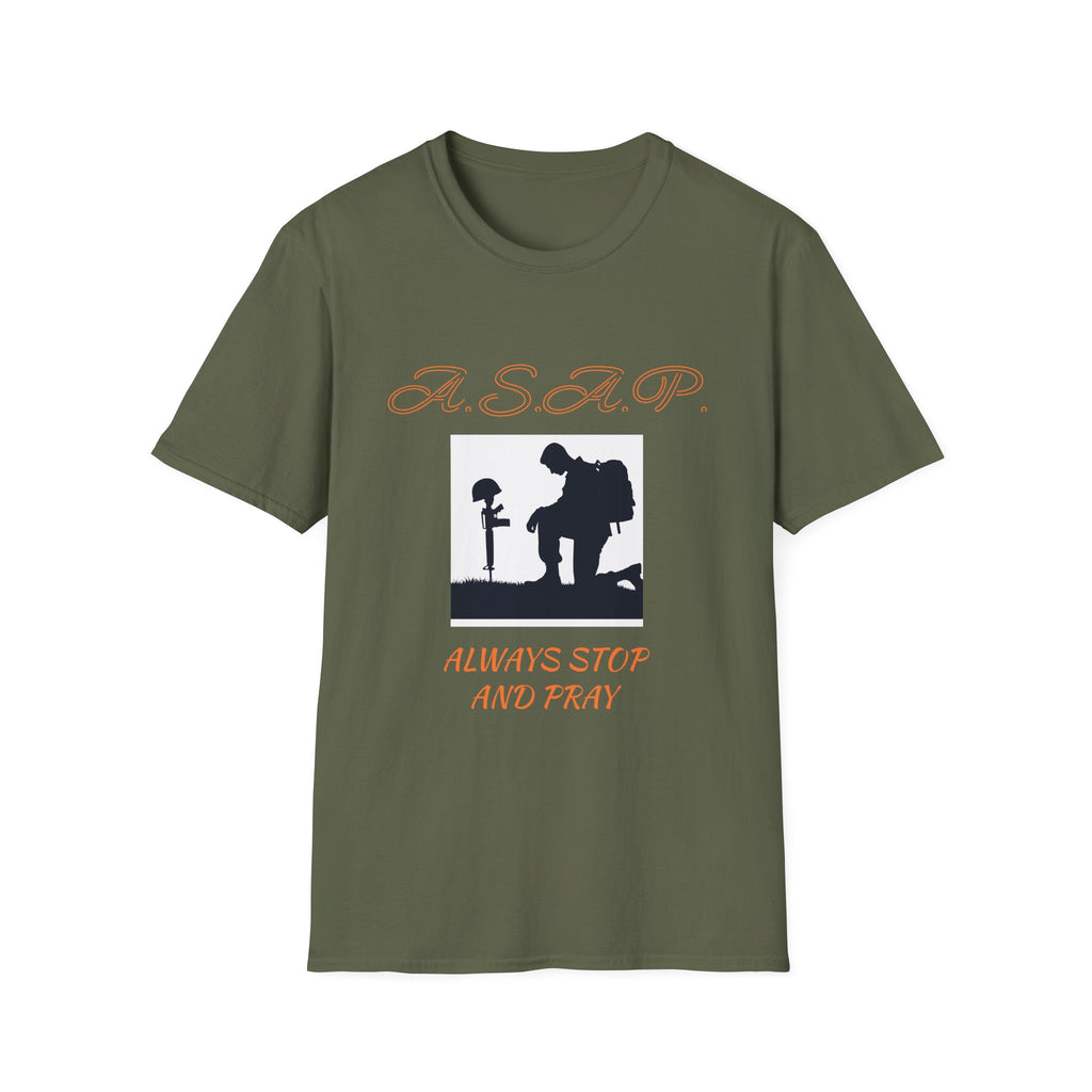 Unisex Prayer T-Shirt - Always Stop And Pray, Faith Apparel, Spiritual Gift, Inspirational Shirt, Casual Wear, Godly Reminder