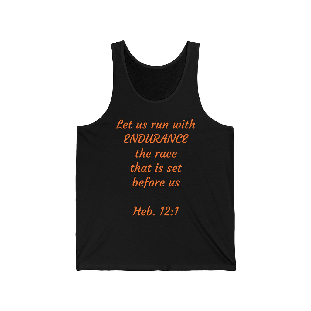 Inspirational Tank Top - Let Us Run with Endurance, Workout Gear, Fitness Apparel, Running Shirt, Bible Verse Clothing