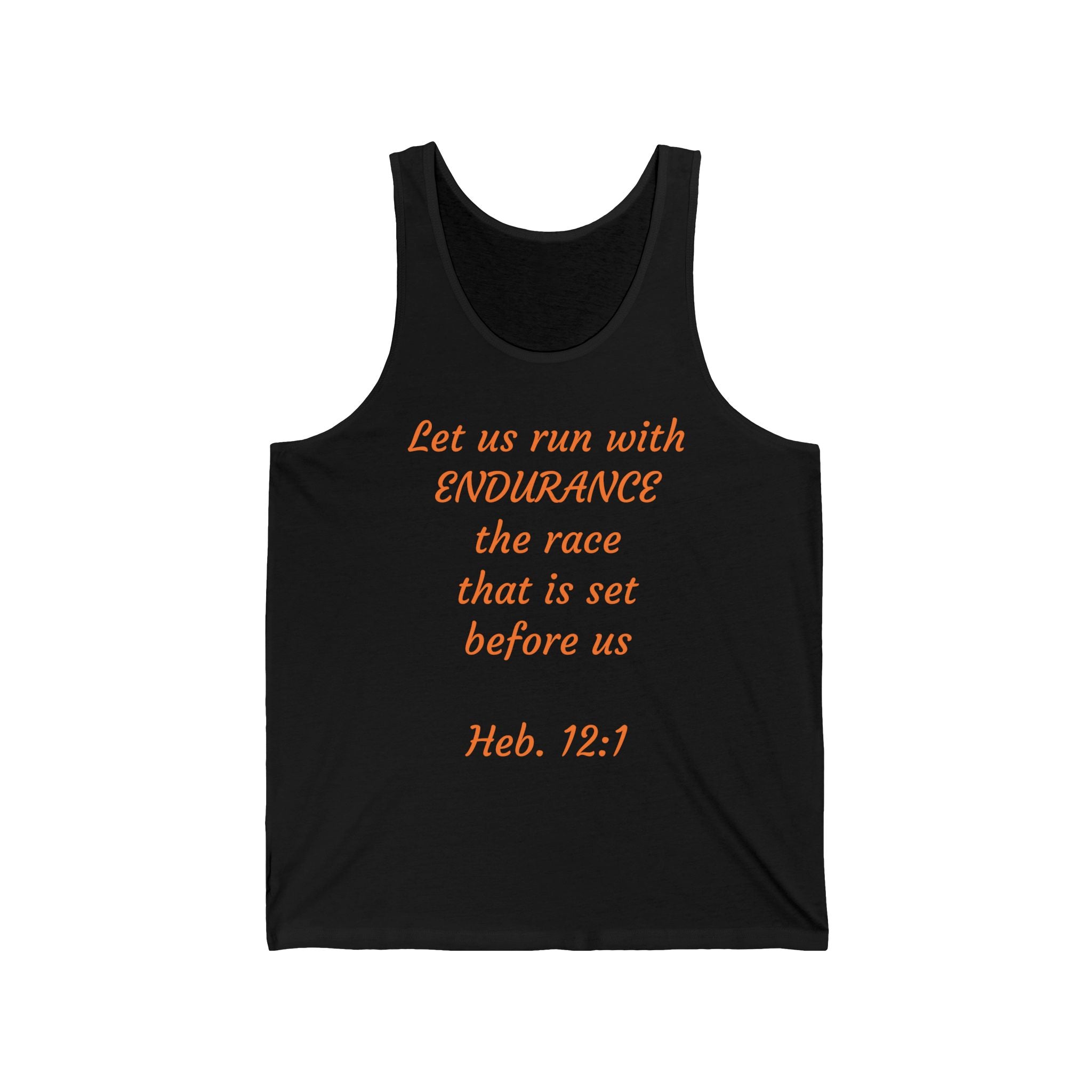 Inspirational Tank Top - Let Us Run with Endurance, Workout Gear, Fitness Apparel, Running Shirt, Bible Verse Clothing