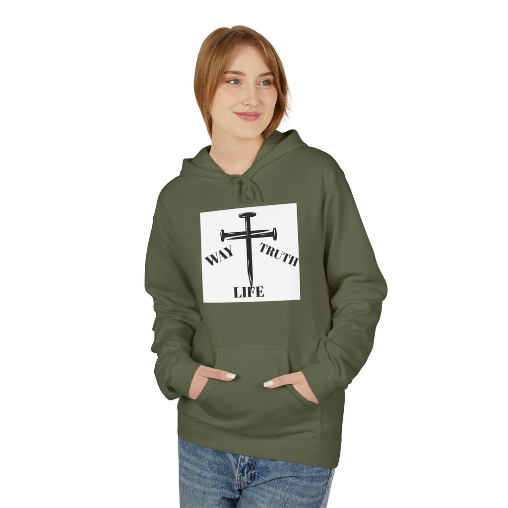 Way Truth Life Inspirational Fleece Hoodie, Motivational Sweatshirt, Unisex Hoodie for Everyday Wear, Faith-Based Gift, Casual Comfort
