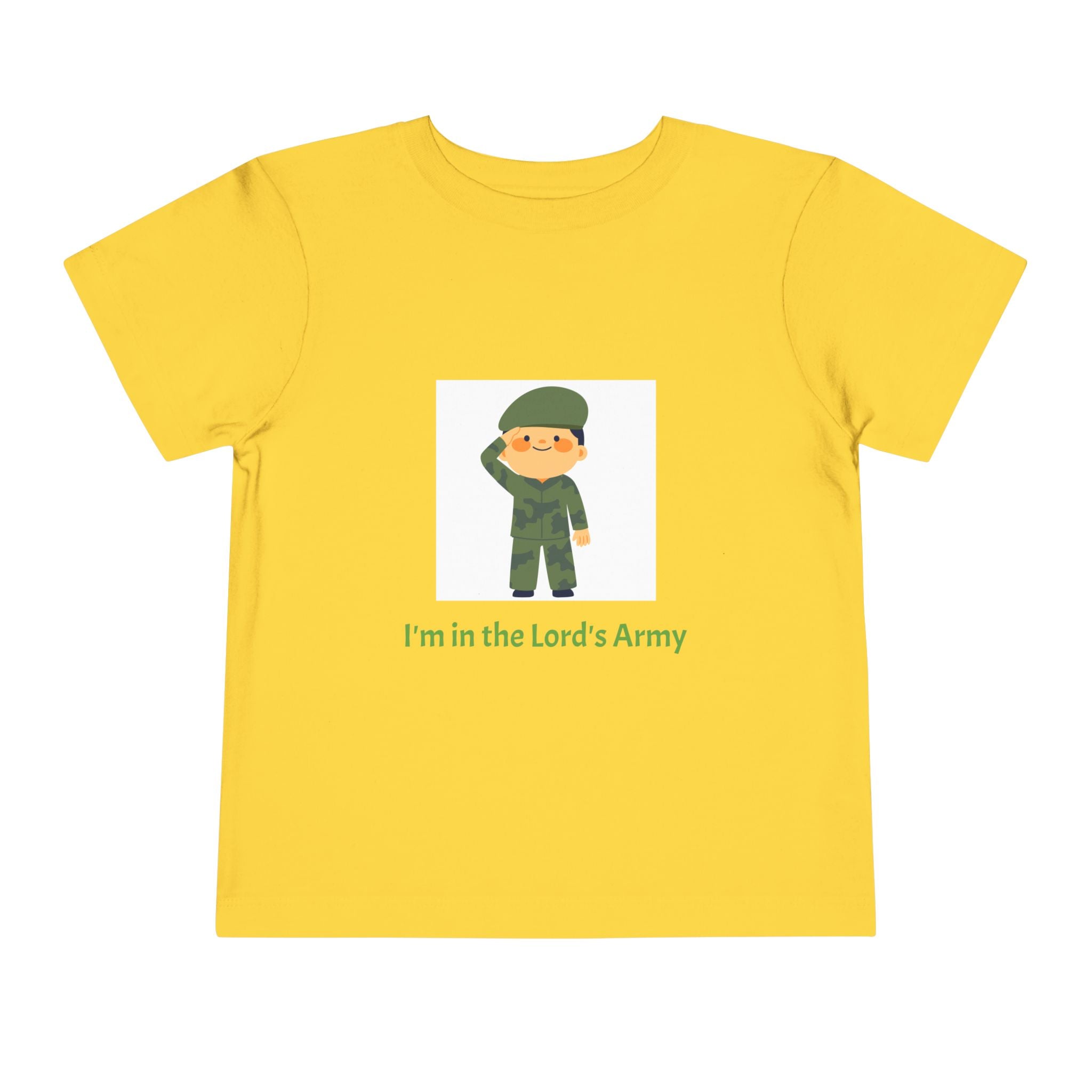 Cute Toddler Army Tee, Kids Faith Shirt, Church Outfit, Military Print, Gift for Boys, Religious Apparel