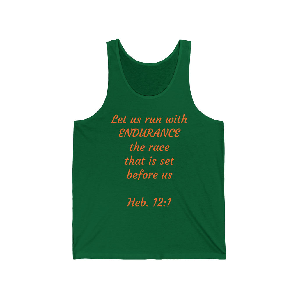 Inspirational Tank Top - Let Us Run with Endurance, Workout Gear, Fitness Apparel, Running Shirt, Bible Verse Clothing