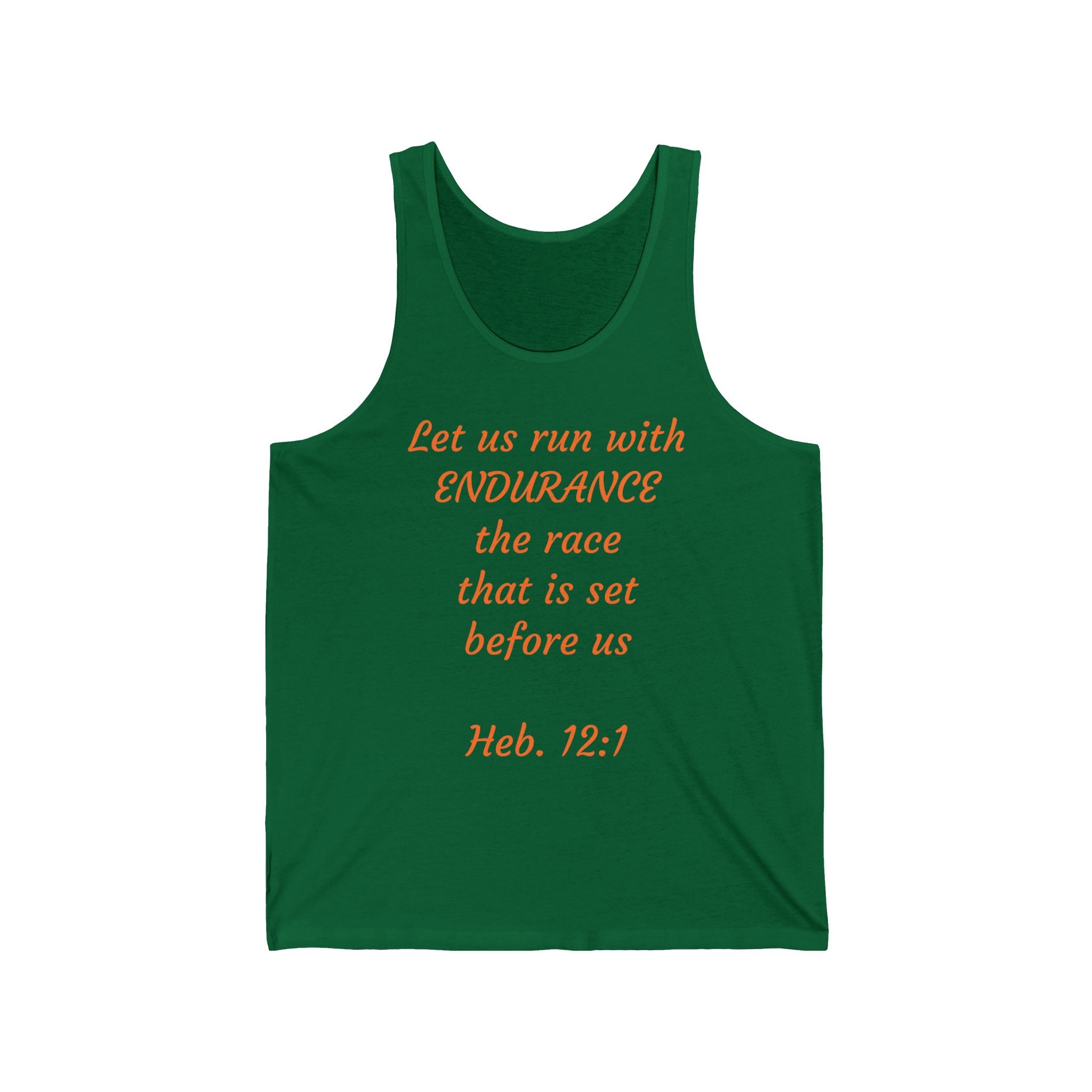 Inspirational Tank Top - Let Us Run with Endurance, Workout Gear, Fitness Apparel, Running Shirt, Bible Verse Clothing
