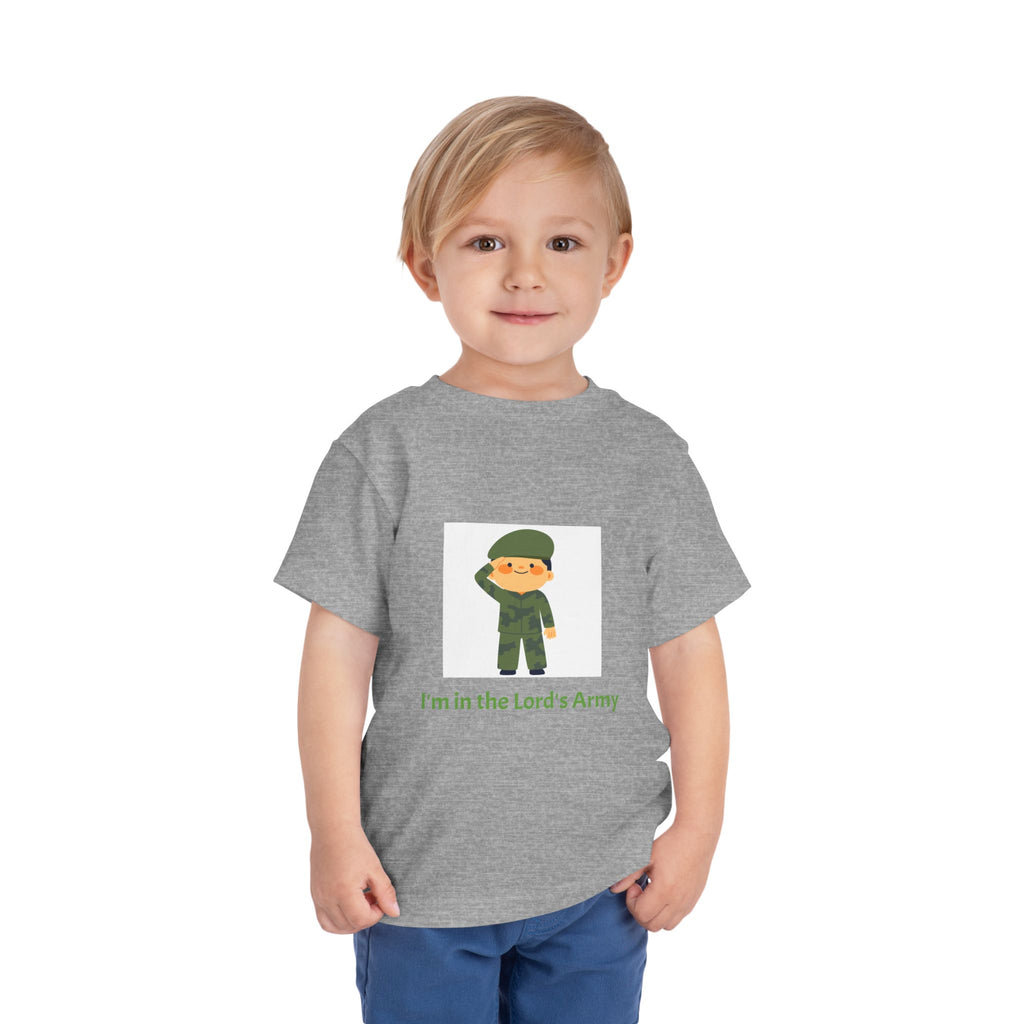 Cute Toddler Army Tee, Kids Faith Shirt, Church Outfit, Military Print, Gift for Boys, Religious Apparel