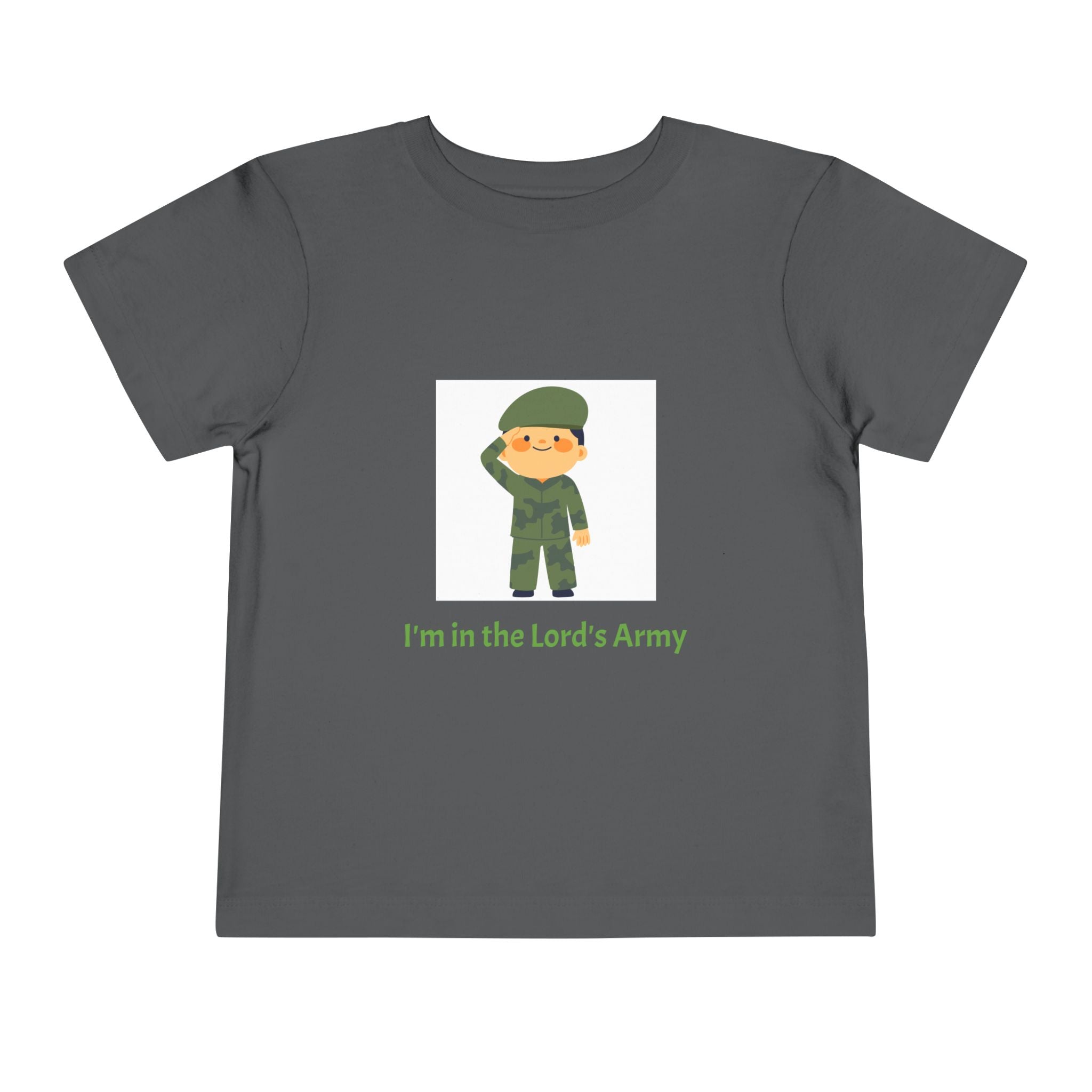 Cute Toddler Army Tee, Kids Faith Shirt, Church Outfit, Military Print, Gift for Boys, Religious Apparel