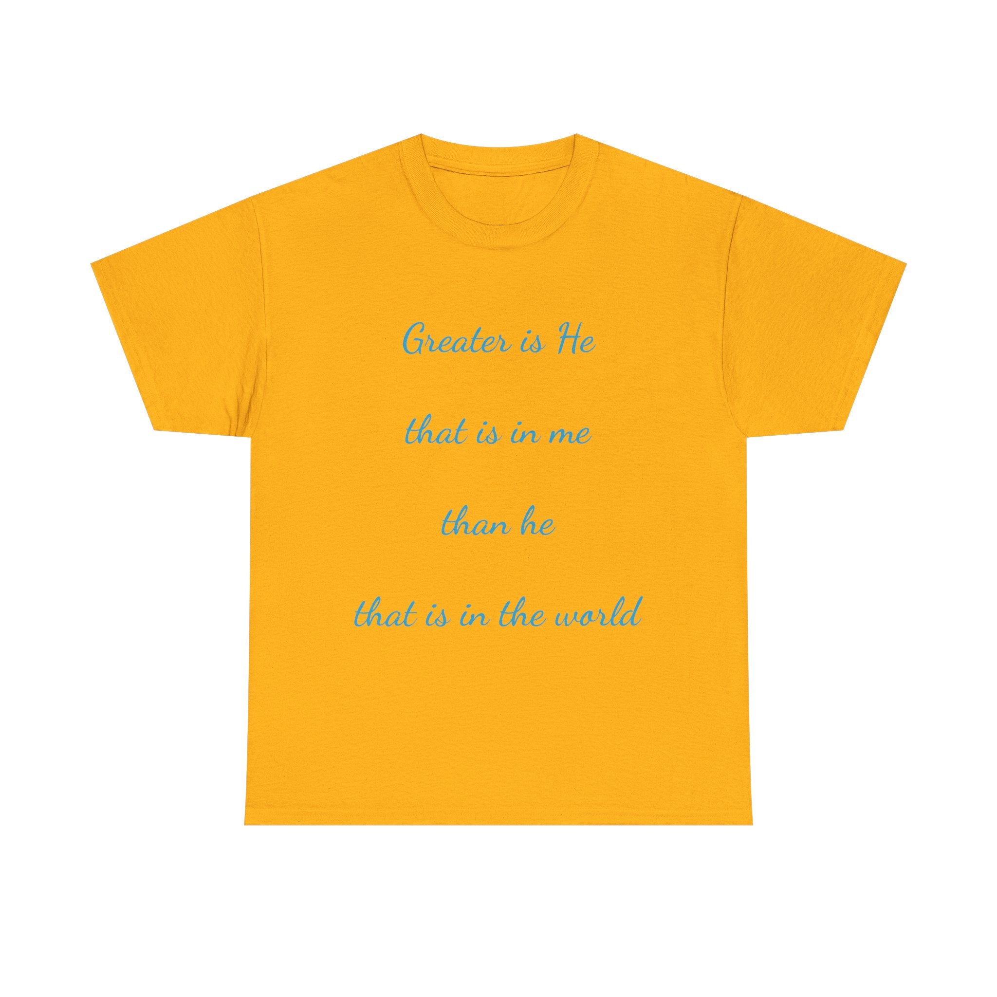 Inspirational Unisex Heavy Cotton Tee - Greater is He, Faith Apparel, Religious Gift, Christian Top, Everyday Comfort Shirt