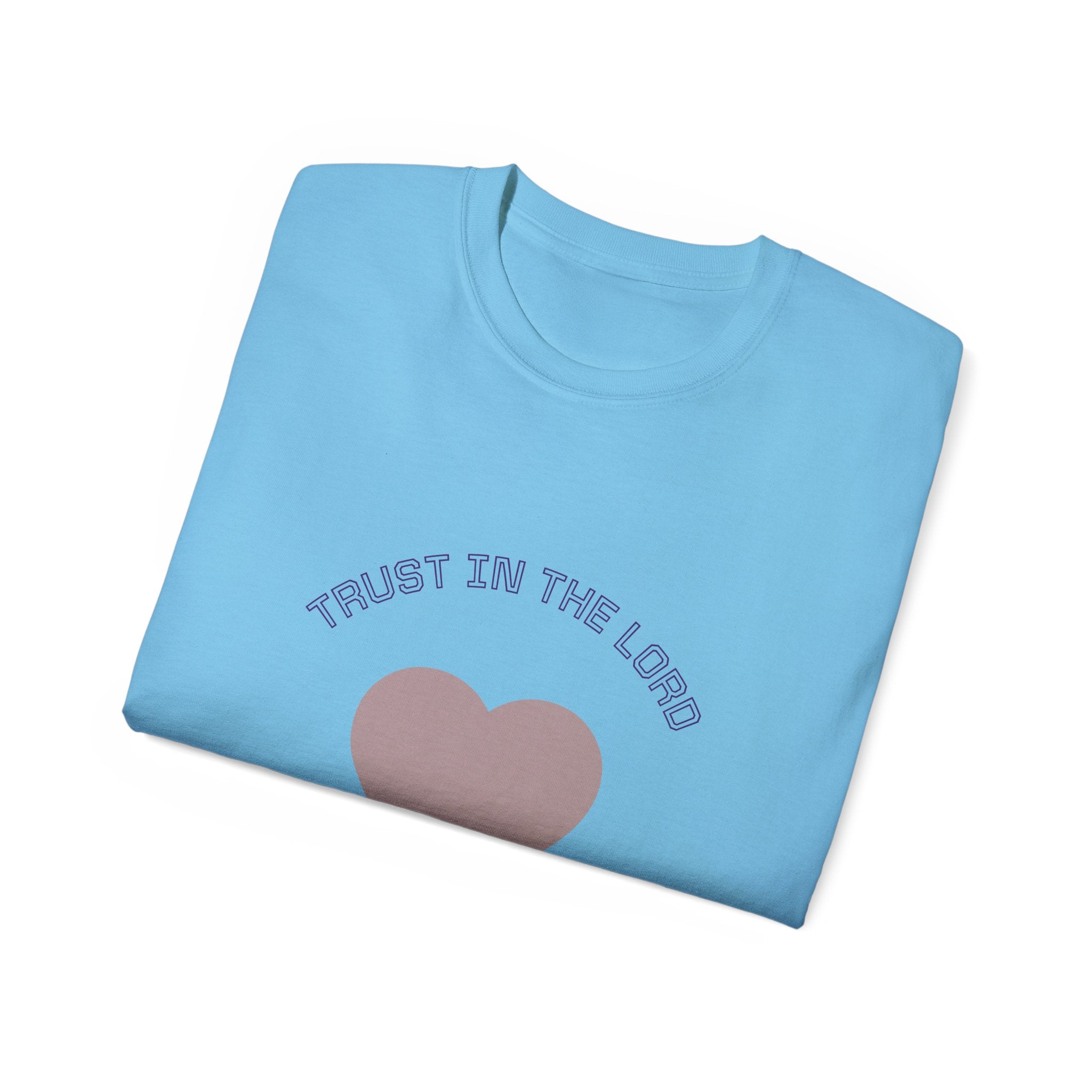 Faith-Inspired Unisex Tee, Inspirational Shirt, Religious Gift, Trust in the Lord T-Shirt, Heart Design, Christian Apparel