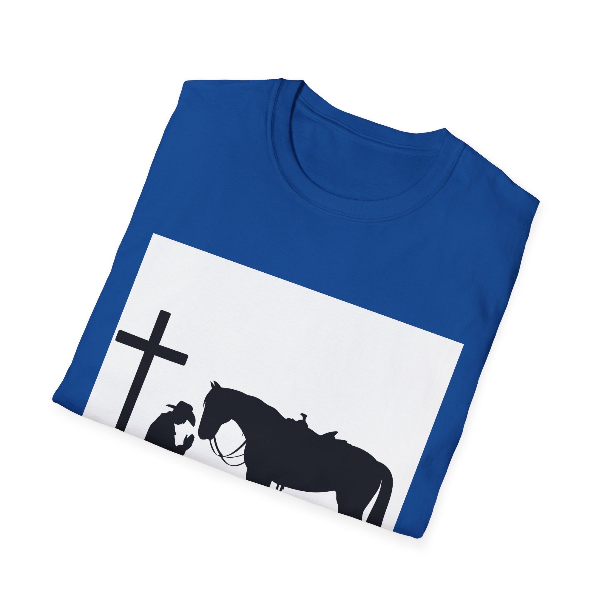 Cowboy and Horse Tribute Unisex T-Shirt, Western Vintage Tee, Horse Lover Gift, Memorial Shirt, Cowboy Design Shirt, QR Code Art Tee